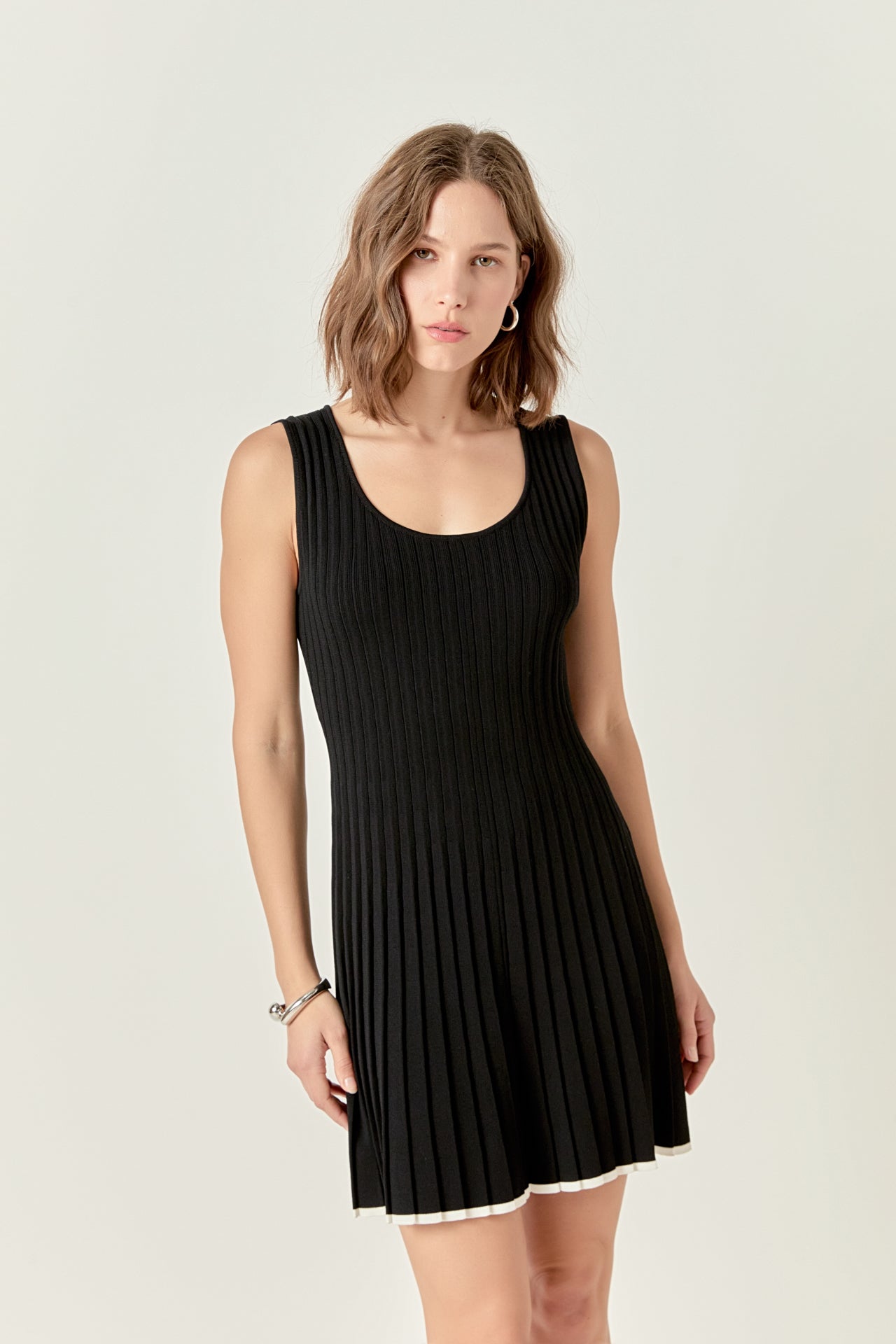 ENDLESS ROSE - Sloane Contrast Ribbed Knit Mini Dress - DRESSES available at Objectrare