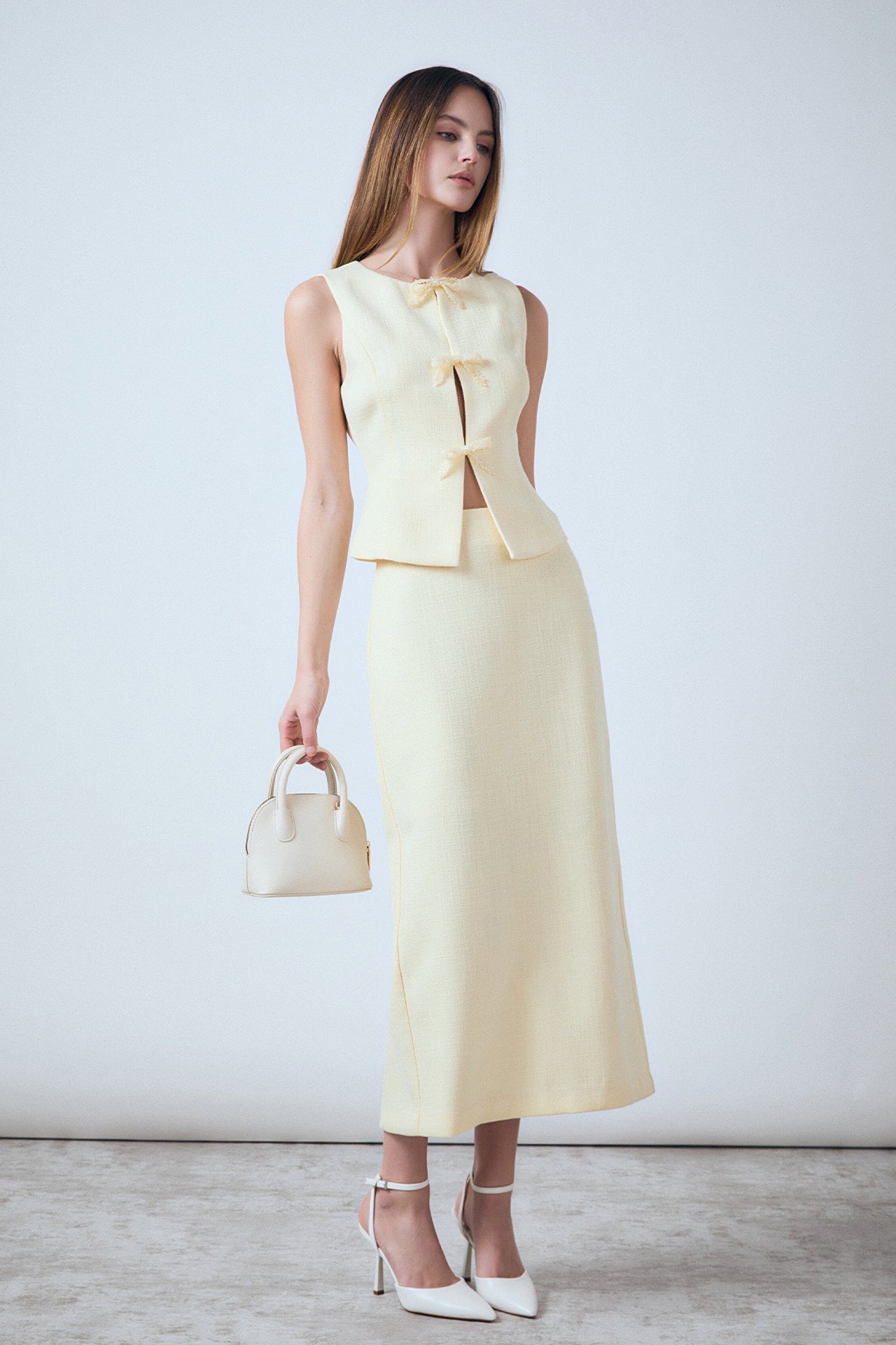 ENDLESS ROSE - Mila Bow Embellished Sleeveless Top - TOPS available at Objectrare