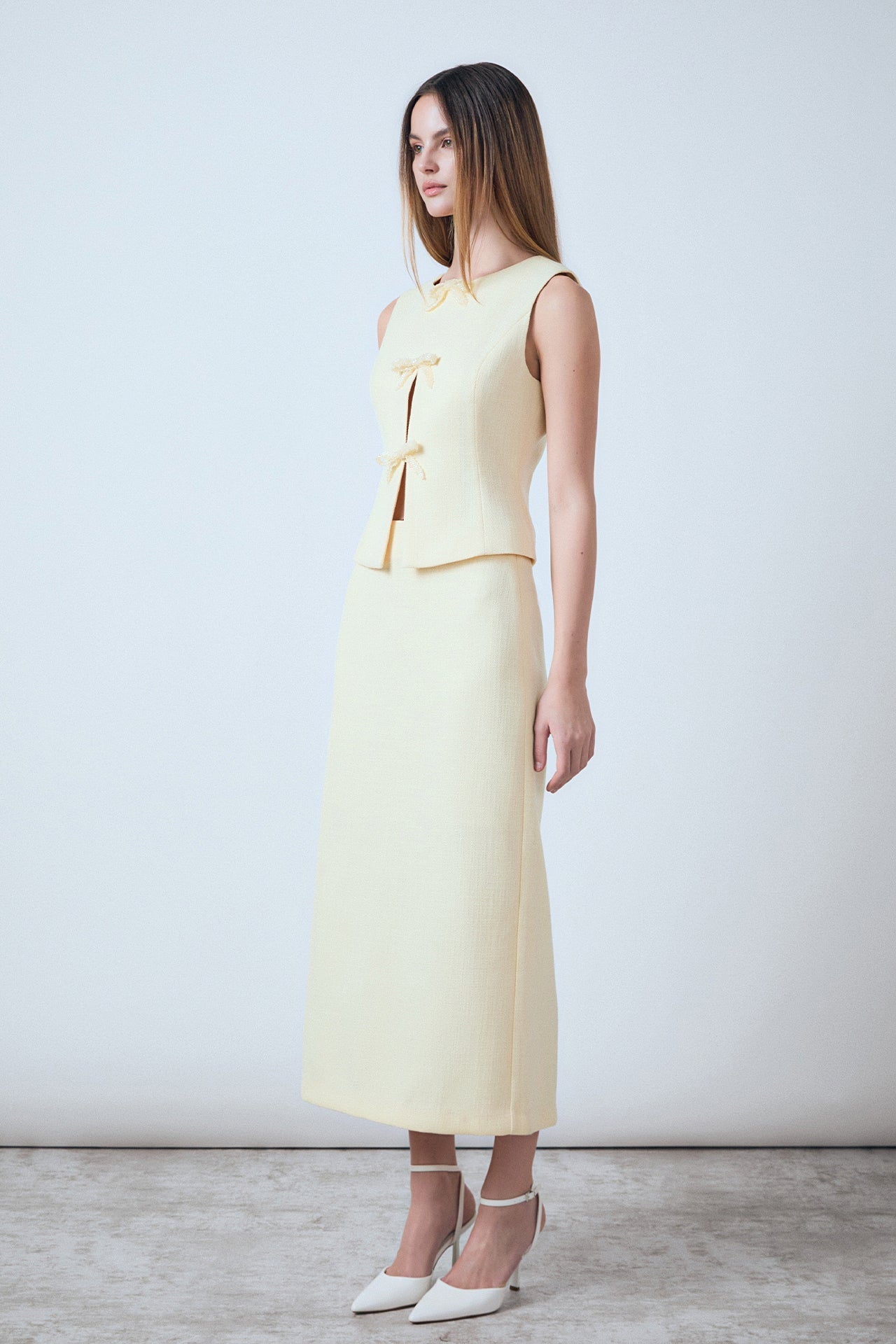 ENDLESS ROSE - Mila Bow Embellished Sleeveless Top - TOPS available at Objectrare