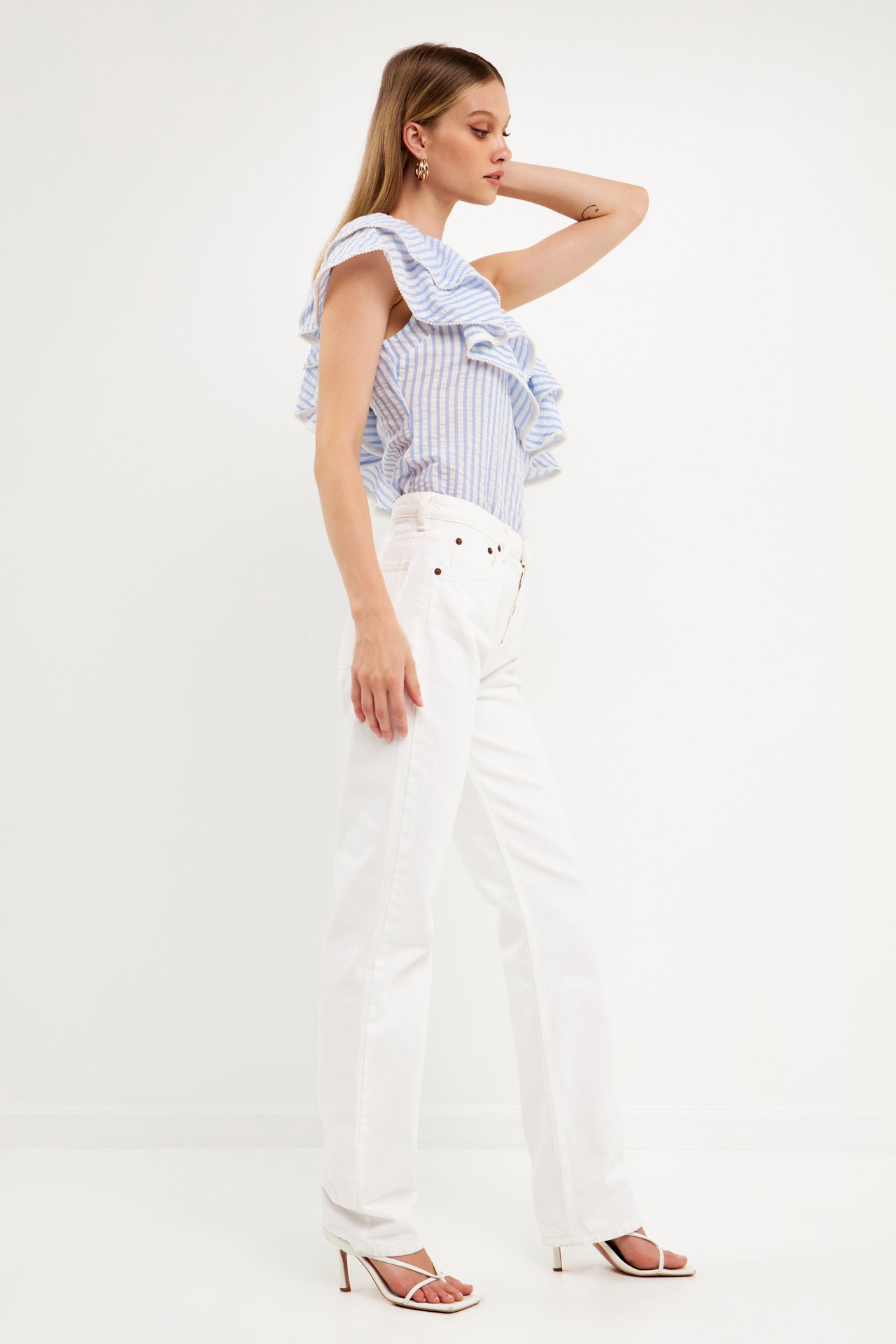 ENDLESS ROSE - One Shoulder Stripe Top - TOPS available at Objectrare