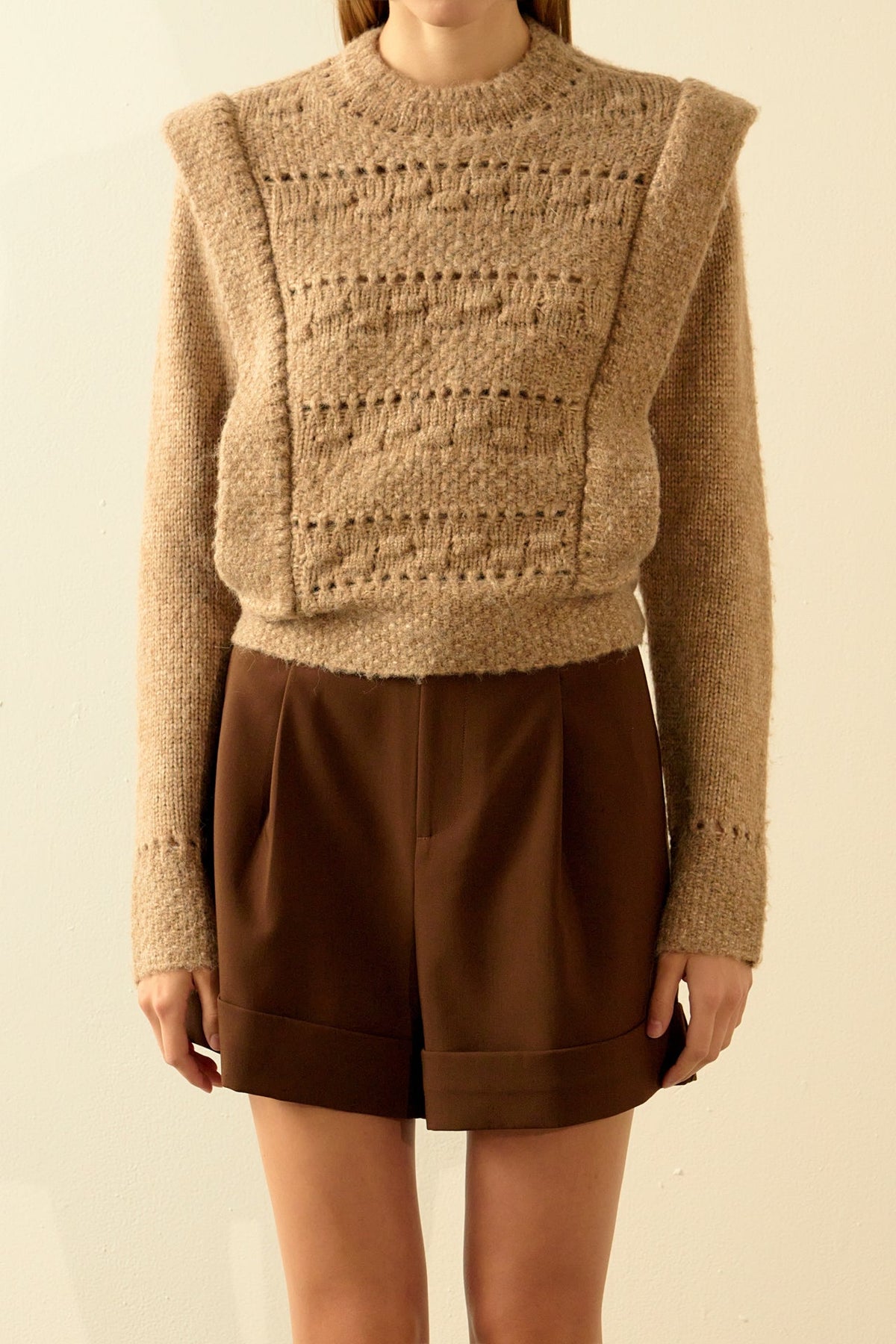 ENDLESS ROSE - Chunky Wool Knit Detailed Sweater - SWEATERS & KNITS available at Objectrare