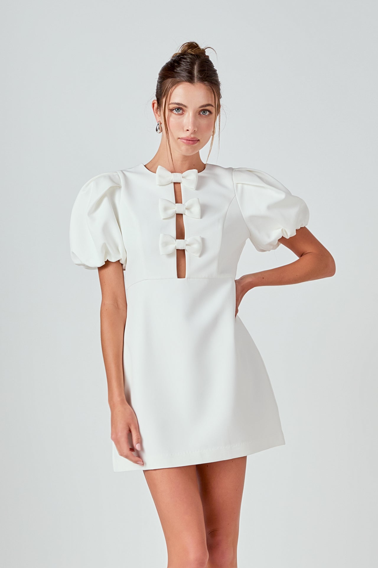 MARSY - Bow Cutout Mini Dress - DRESSES available at Objectrare