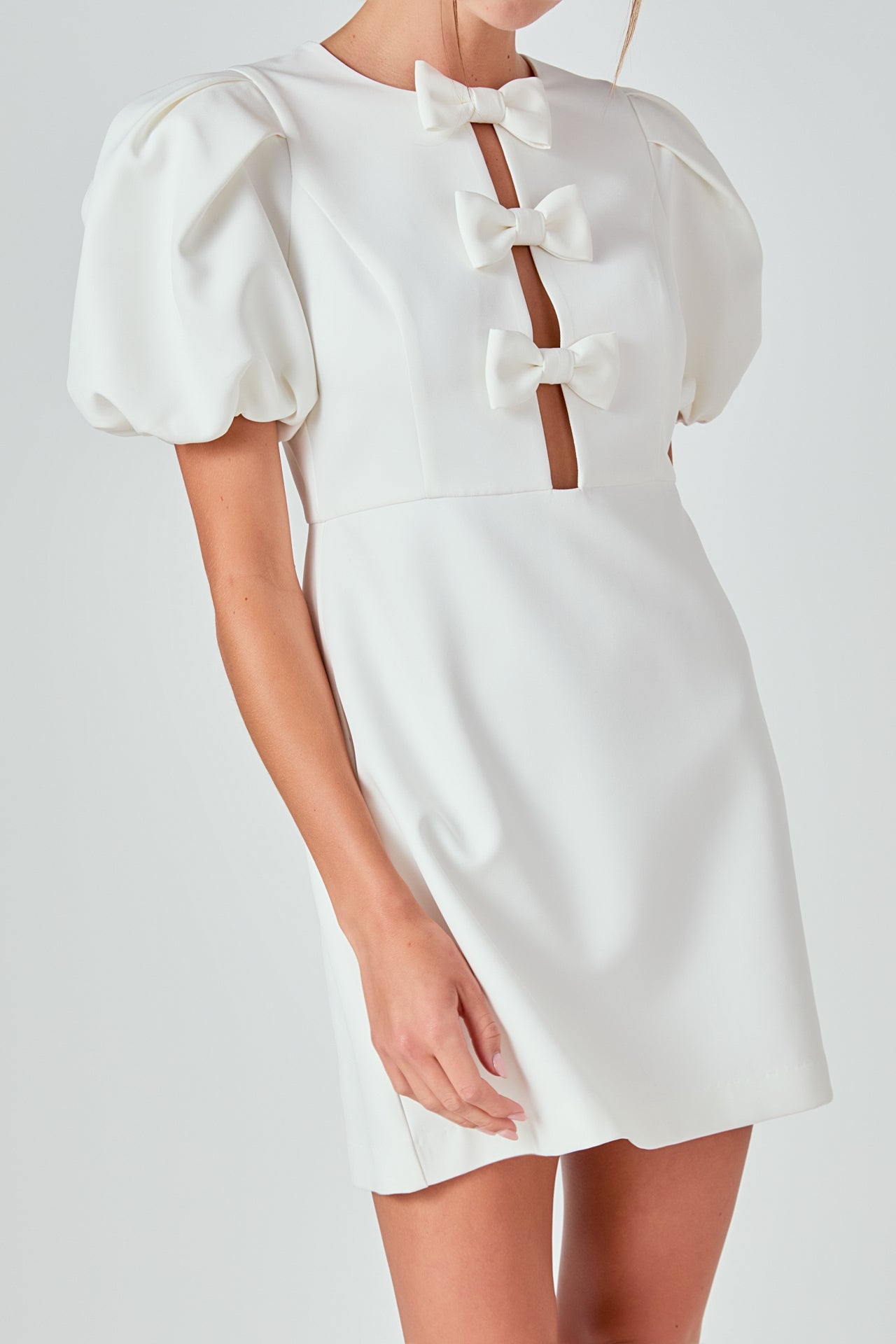 MARSY - Bow Cutout Mini Dress - DRESSES available at Objectrare