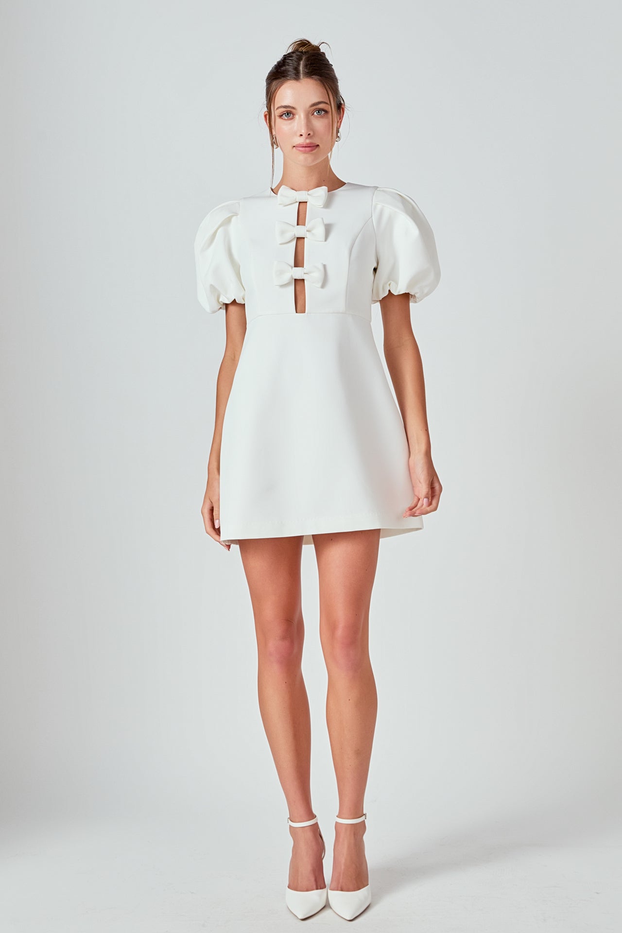 MARSY - Bow Cutout Mini Dress - DRESSES available at Objectrare