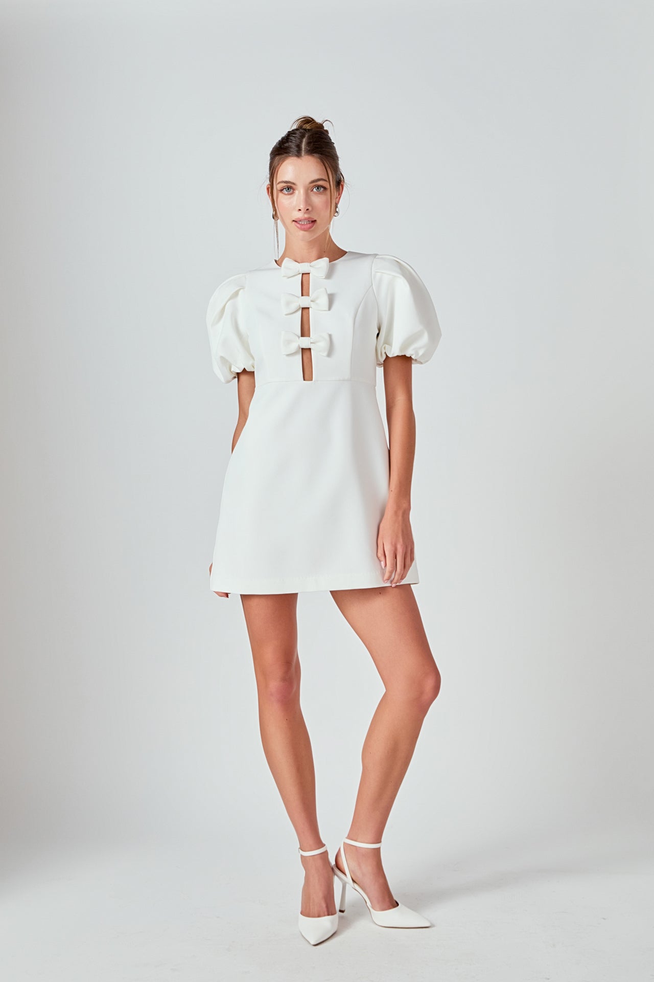 MARSY - Bow Cutout Mini Dress - DRESSES available at Objectrare