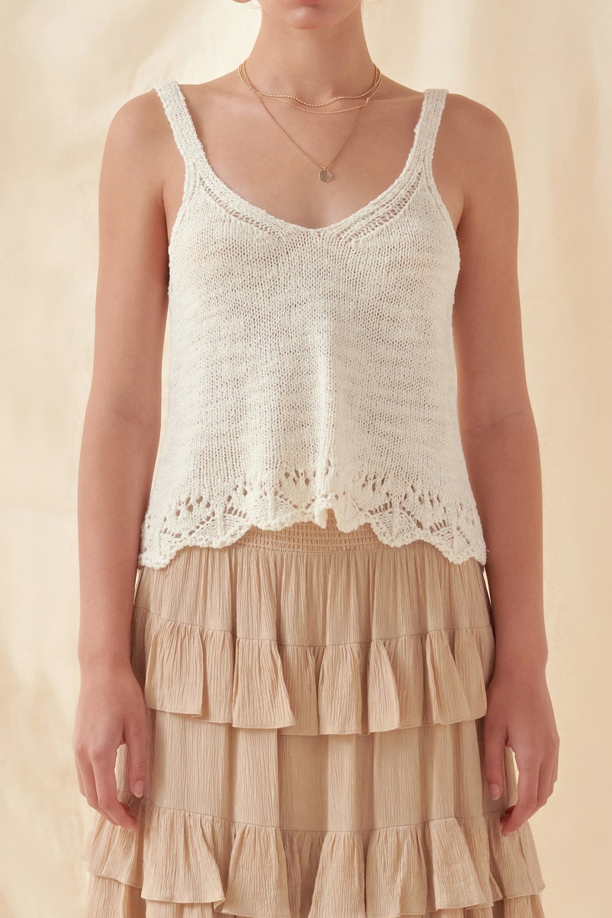 FREE THE ROSES - Knitted Scalloped Crop Top - TOPS available at Objectrare