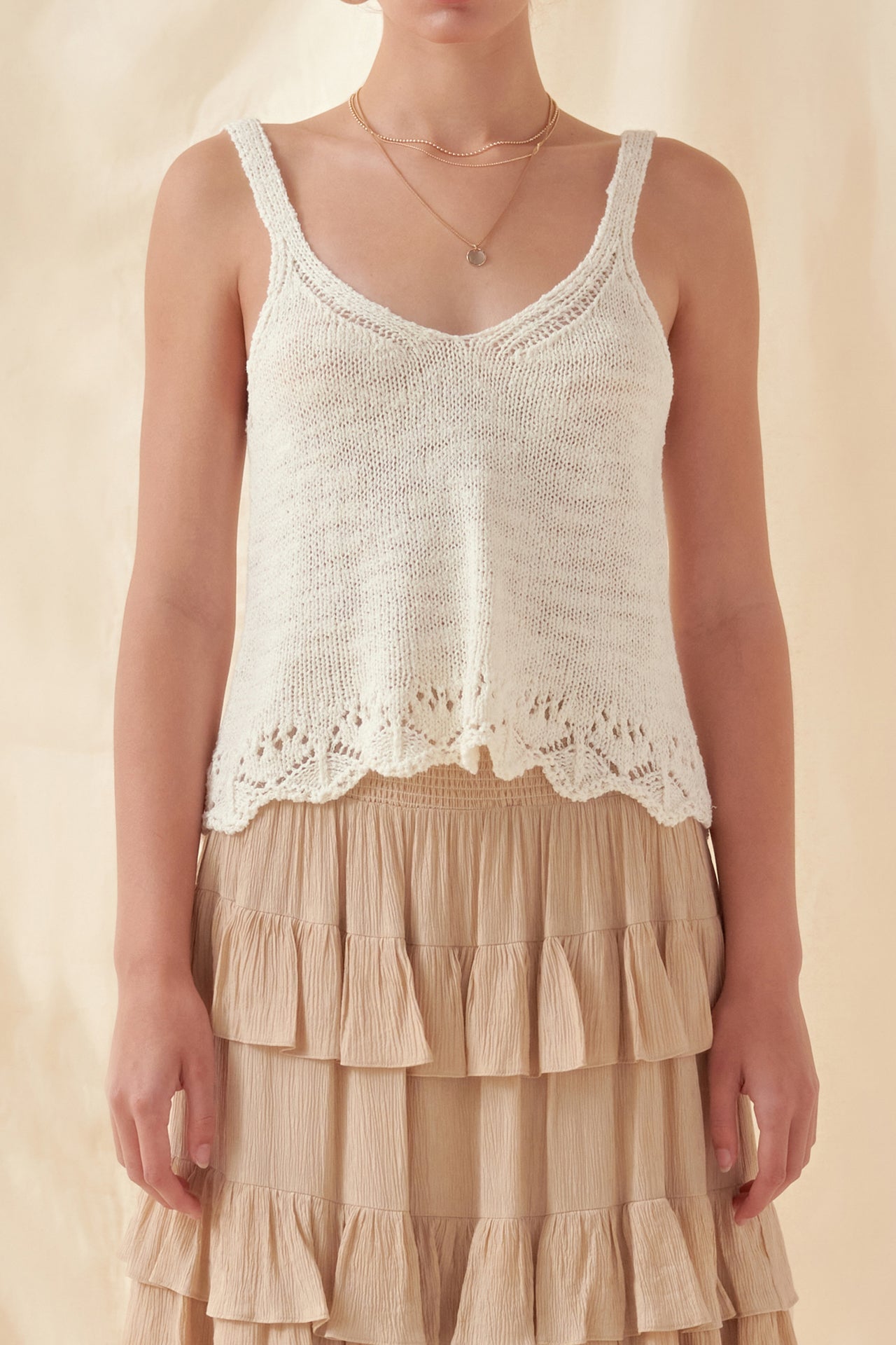 FREE THE ROSES - Knitted Scalloped Crop Top - TOPS available at Objectrare