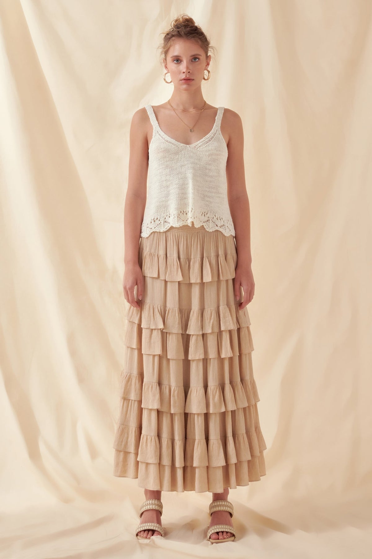 FREE THE ROSES - Knitted Scalloped Crop Top - TOPS available at Objectrare