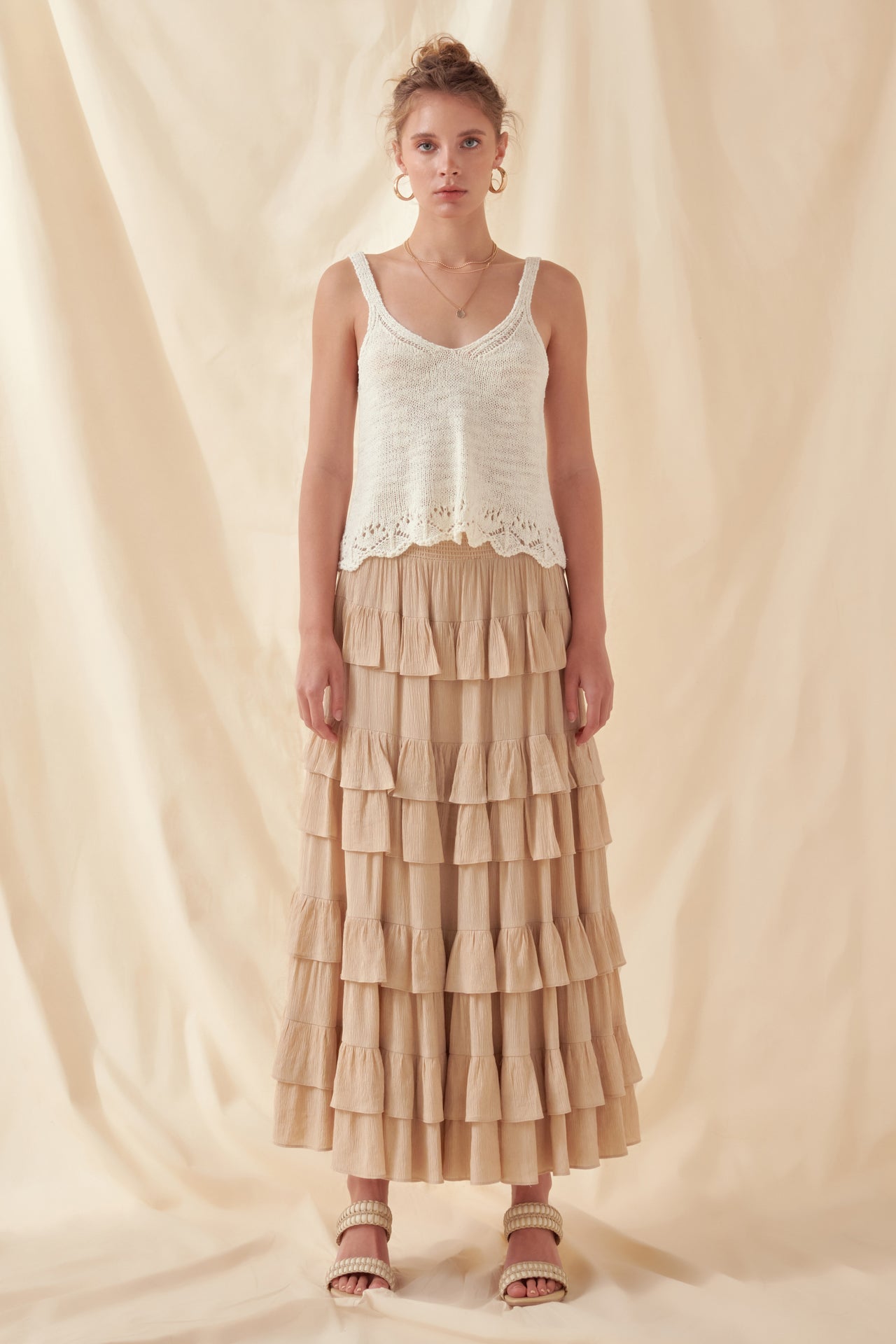 FREE THE ROSES - Knitted Scalloped Crop Top - TOPS available at Objectrare