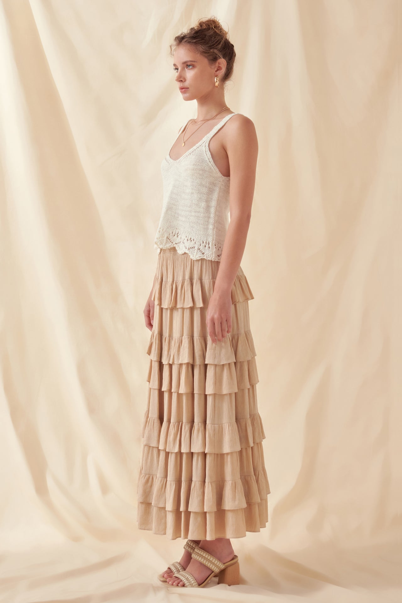 FREE THE ROSES - Knitted Scalloped Crop Top - TOPS available at Objectrare