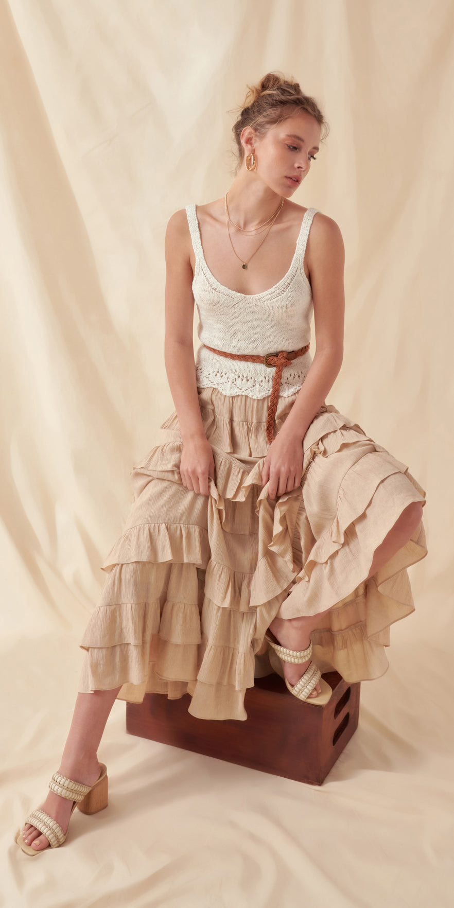 FREE THE ROSES - Knitted Scalloped Crop Top - TOPS available at Objectrare
