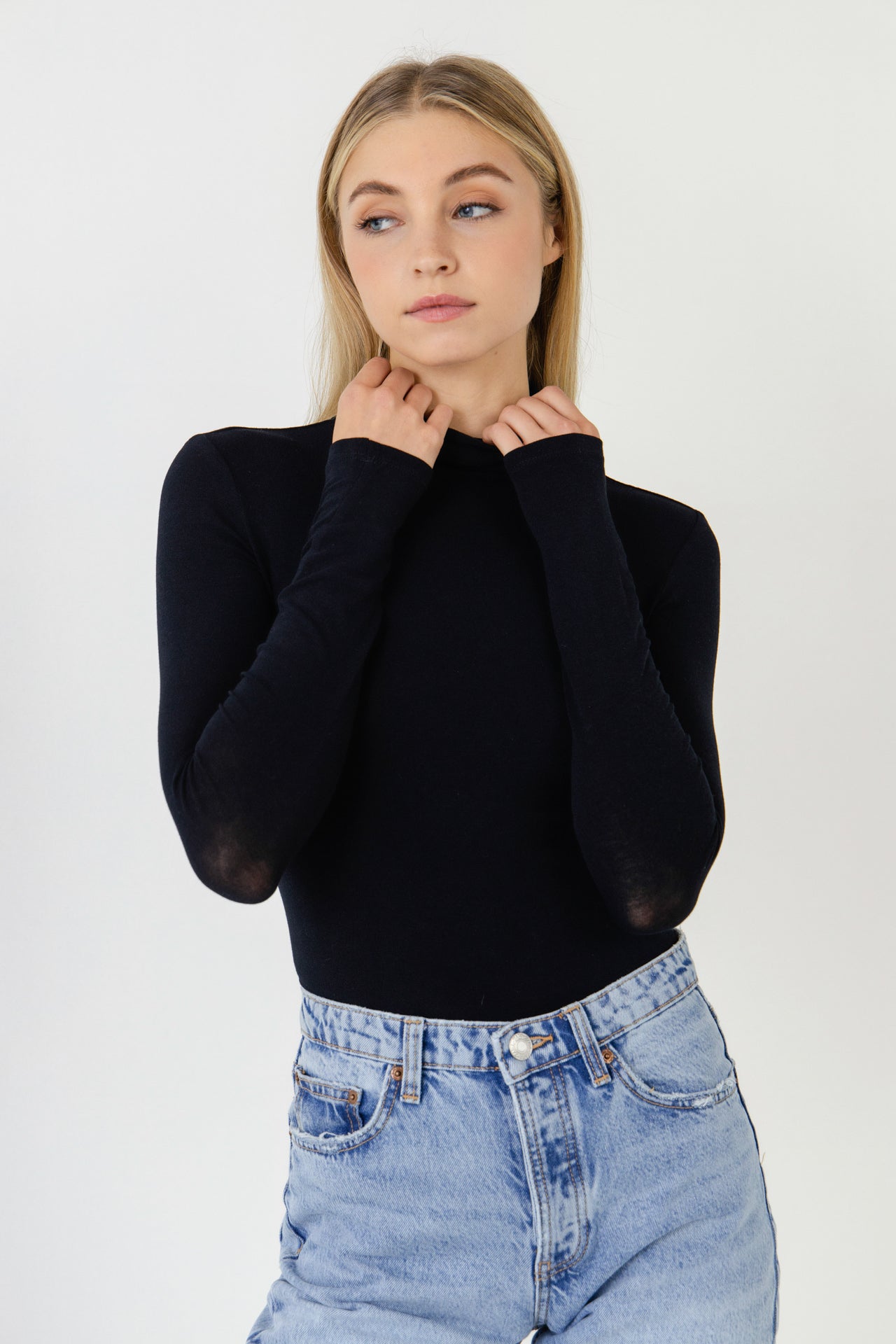 ENDLESS ROSE - Turtle Neck Long Sleeve Knit Top - TOPS available at Objectrare