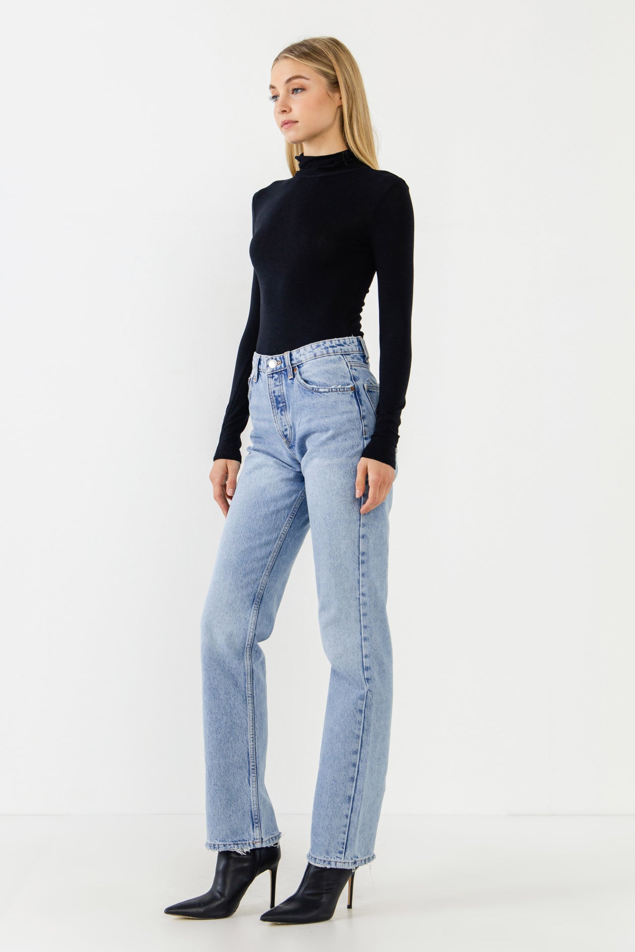 ENDLESS ROSE - Turtle Neck Long Sleeve Knit Top - TOPS available at Objectrare