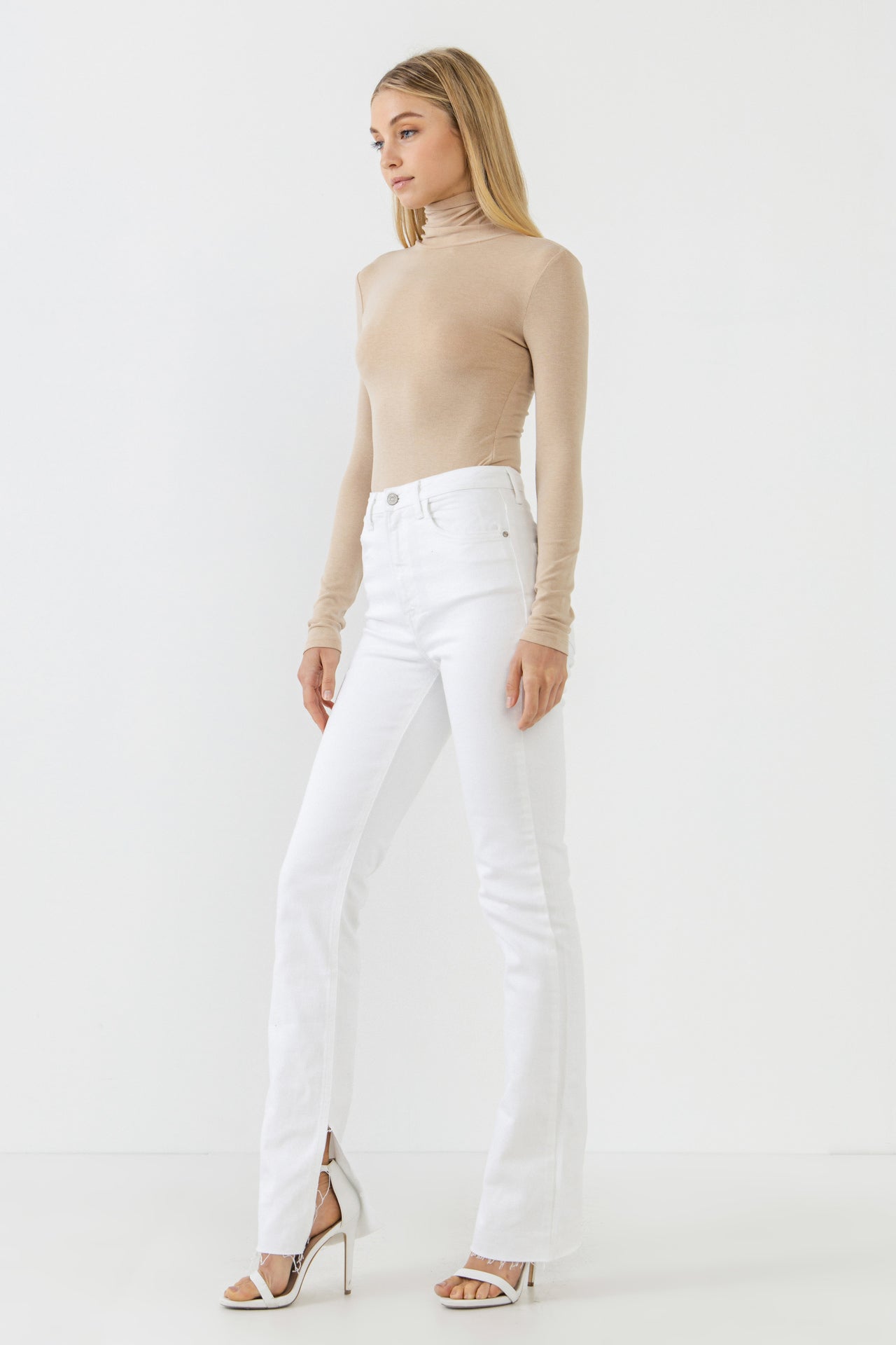 ENDLESS ROSE - Turtle Neck Long Sleeve Knit Top - TOPS available at Objectrare