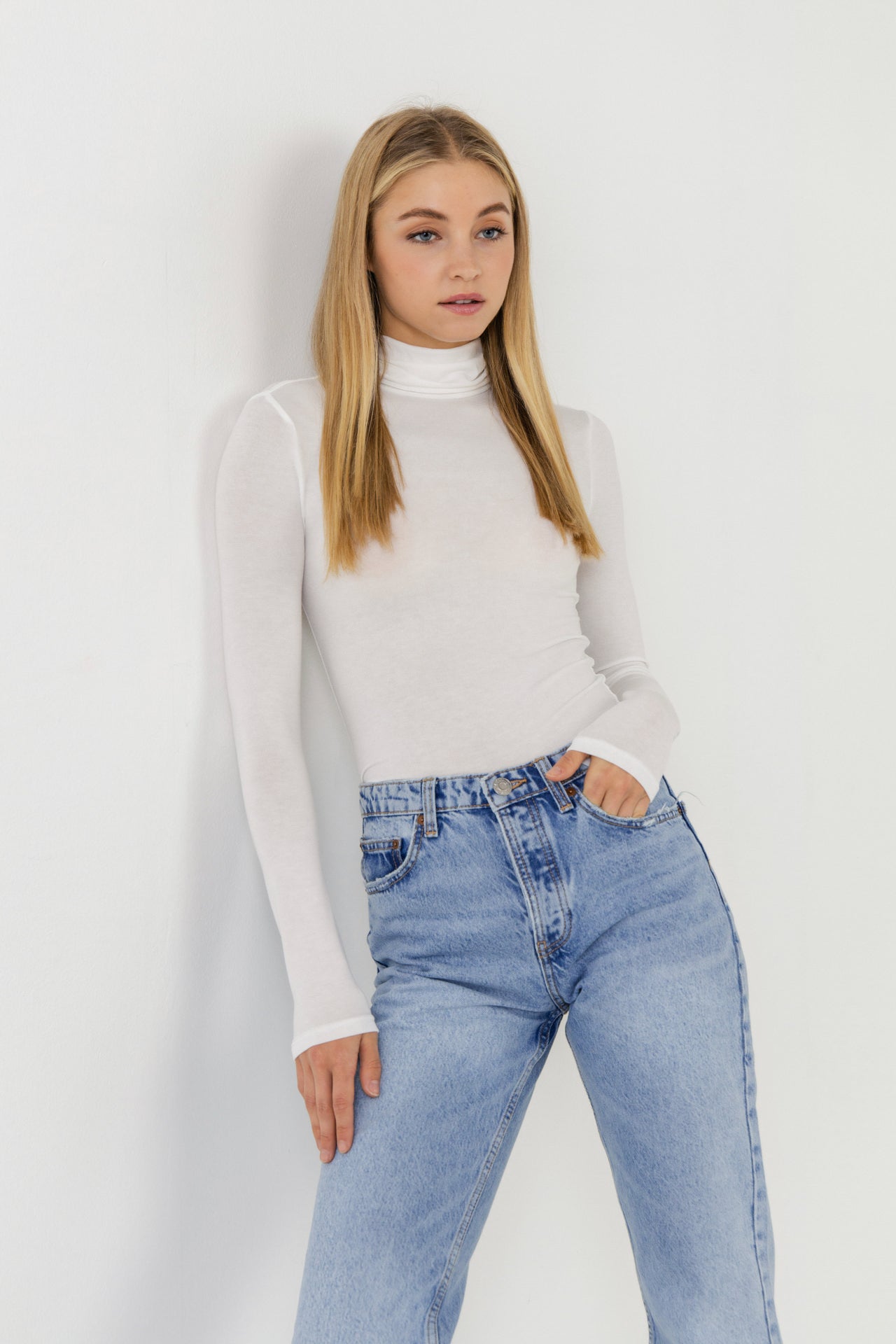 ENDLESS ROSE - Turtle Neck Long Sleeve Knit Top - TOPS available at Objectrare