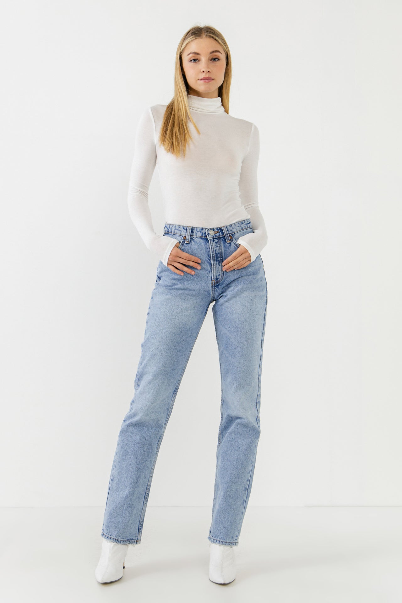 ENDLESS ROSE - Turtle Neck Long Sleeve Knit Top - TOPS available at Objectrare