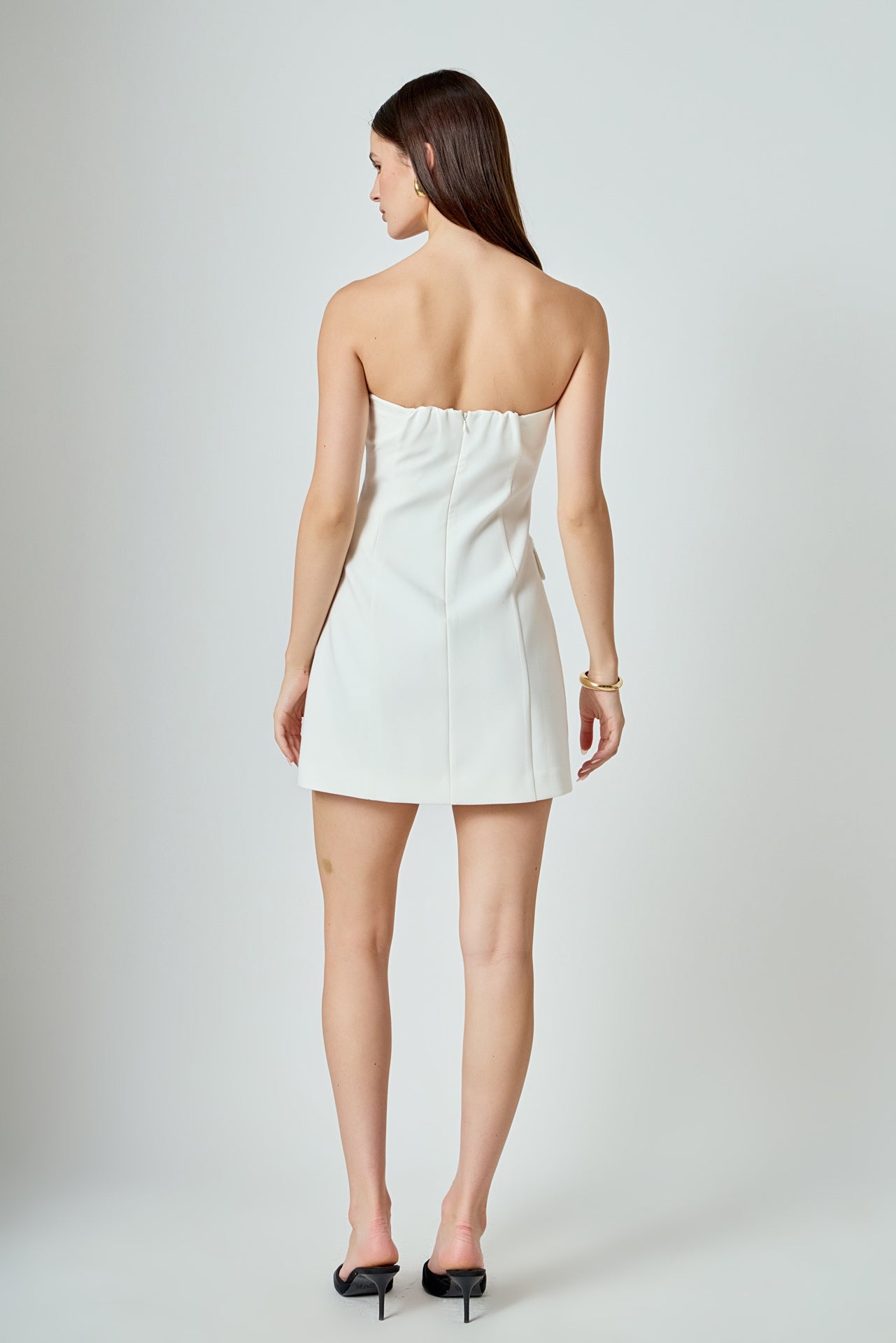 ENDLESS ROSE - Strapless Buttoned Mini Dress - DRESSES available at Objectrare