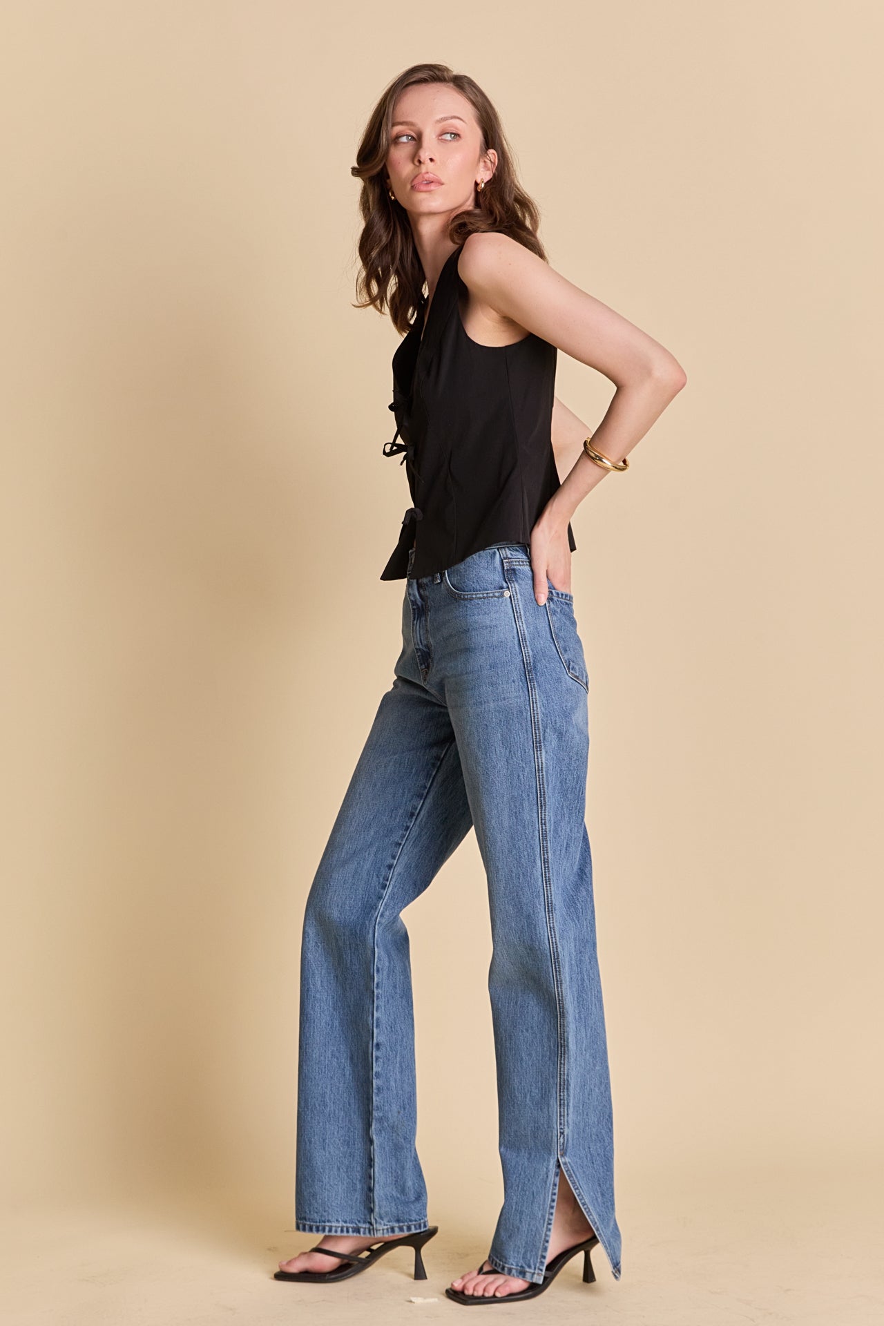 ENDLESS ROSE - Front Bow Tie Stretch Top - TOPS available at Objectrare