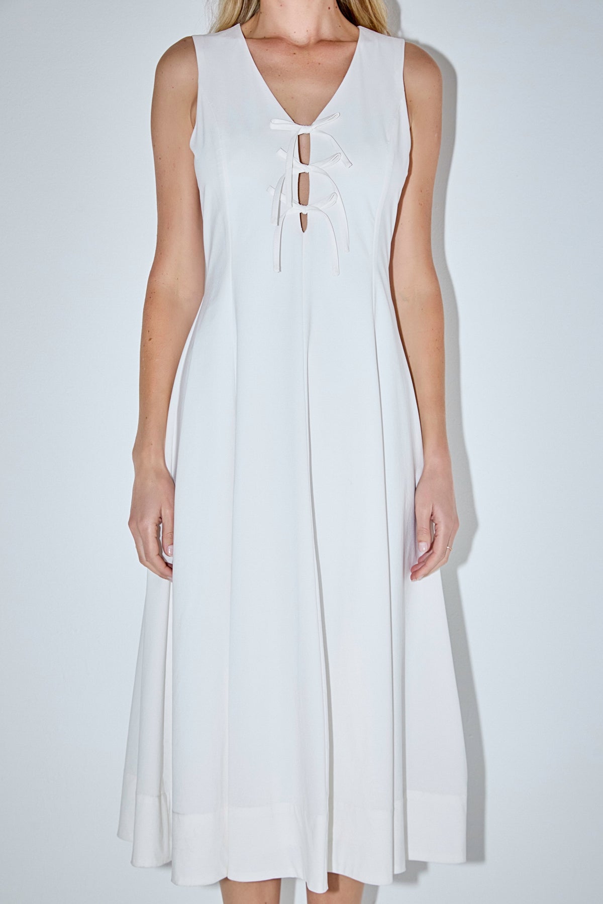 ENDLESS ROSE - Front Bow Tie Midi Dress - DRESSES available at Objectrare