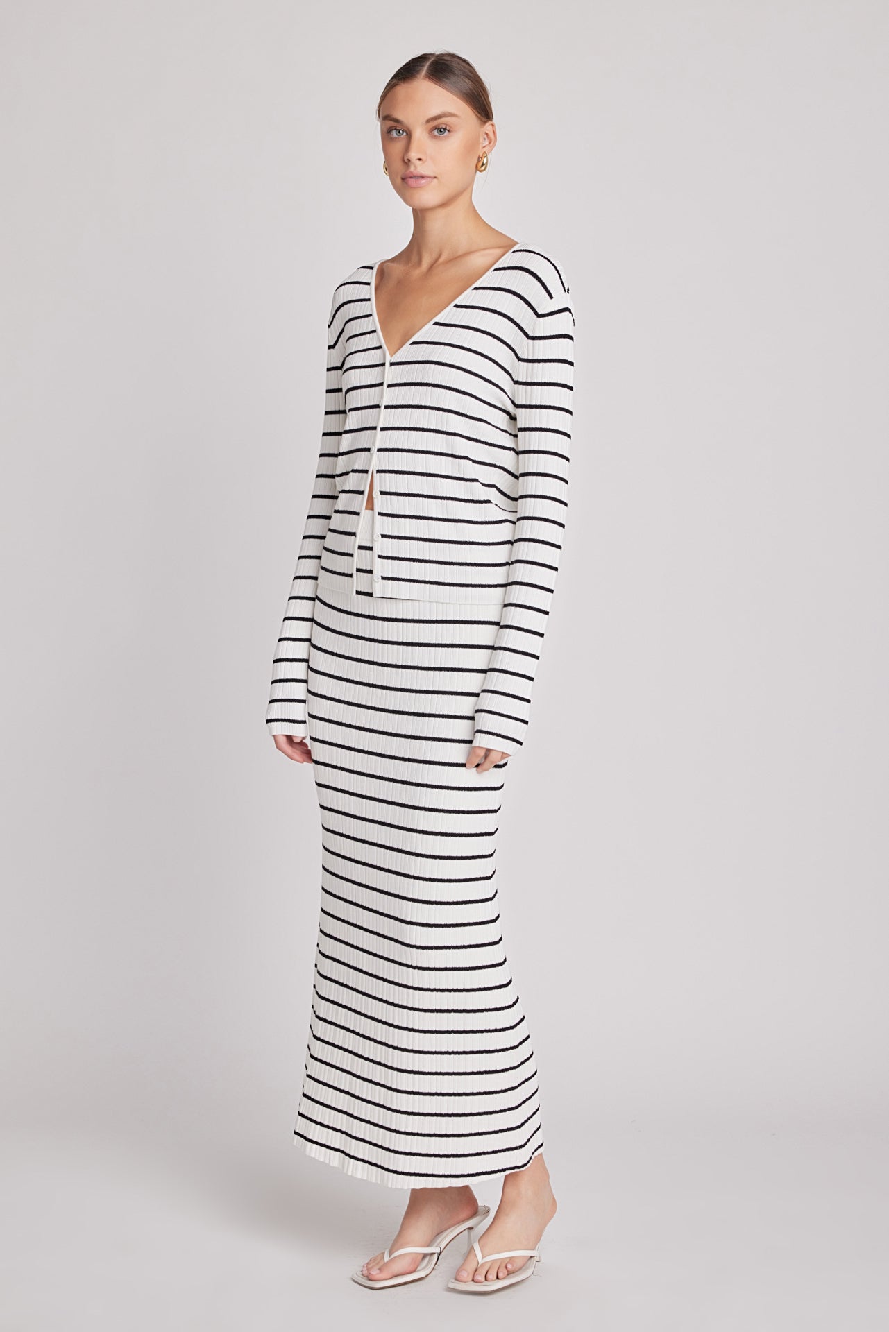 ENDLESS ROSE - Knit Striped Maxi Skirt - SKIRTS available at Objectrare
