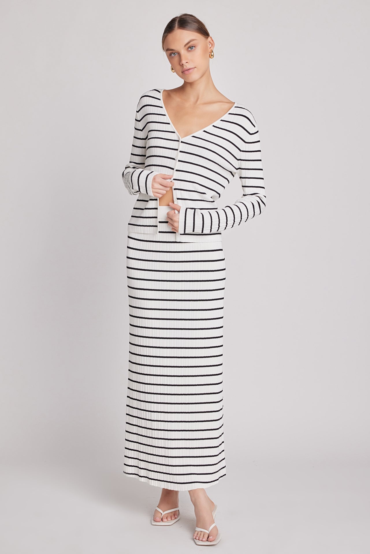 ENDLESS ROSE - Knit Striped Maxi Skirt - SKIRTS available at Objectrare