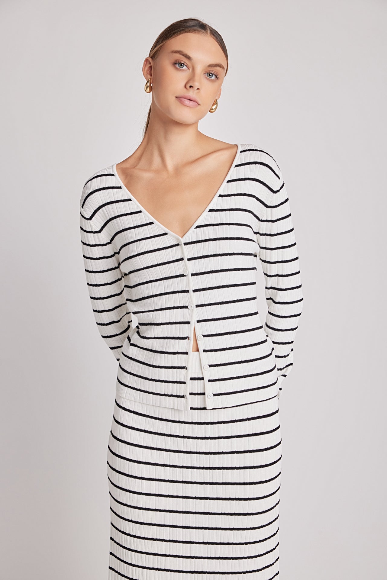 ENDLESS ROSE - Knit Striped Maxi Skirt - SKIRTS available at Objectrare
