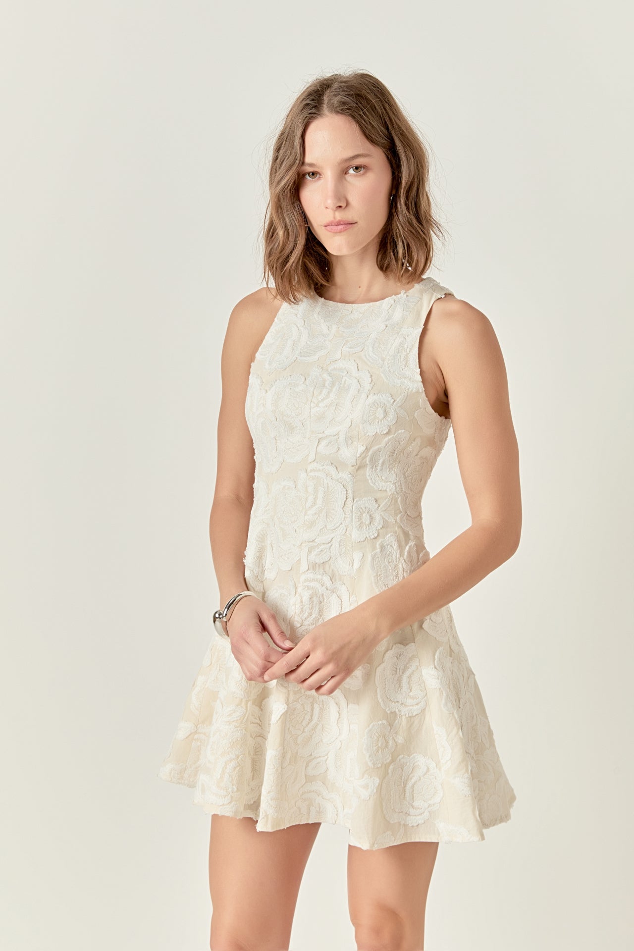 ENDLESS ROSE - Floral Embroidered Mini Dress - DRESSES available at Objectrare