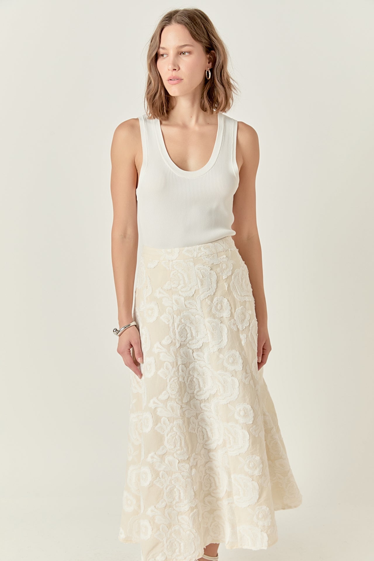 ENDLESS ROSE - Denali Floral Embroidered Maxi Skirt - SKIRTS available at Objectrare