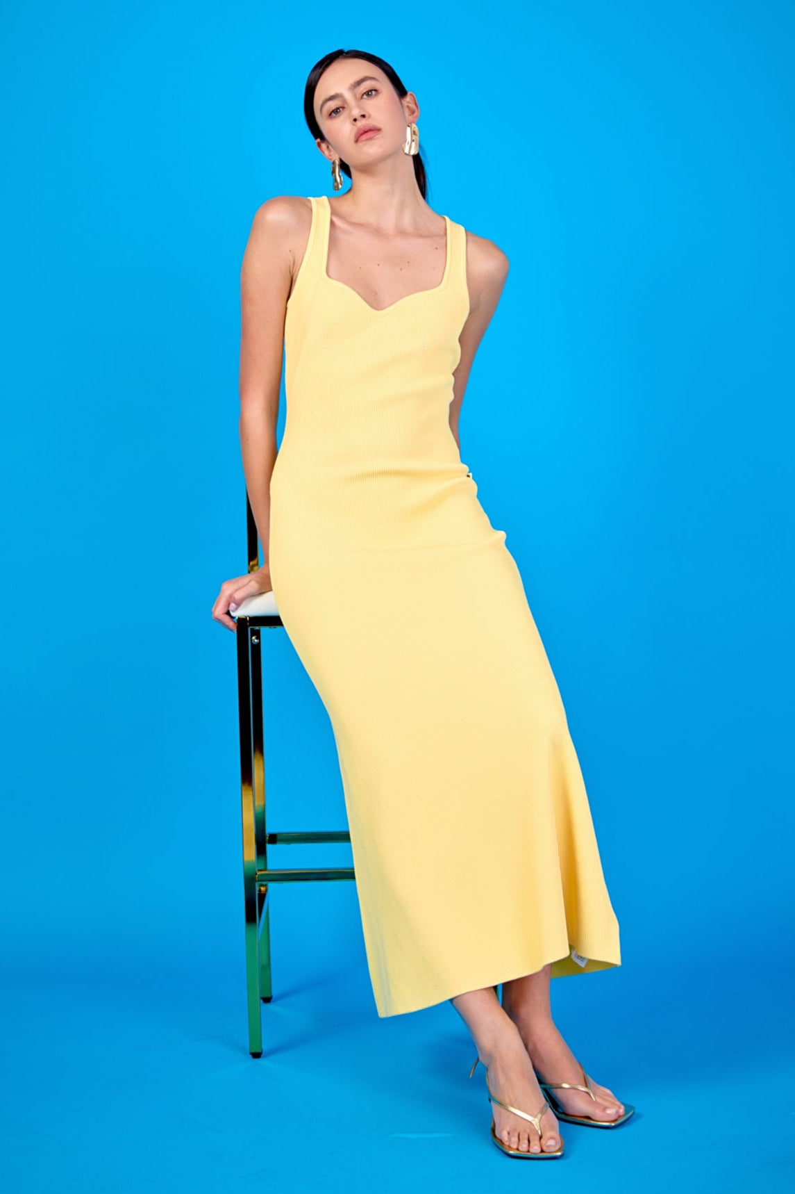 ENDLESS ROSE - Sweetheart Neckline Ribbed Knit Maxi - DRESSES available at Objectrare