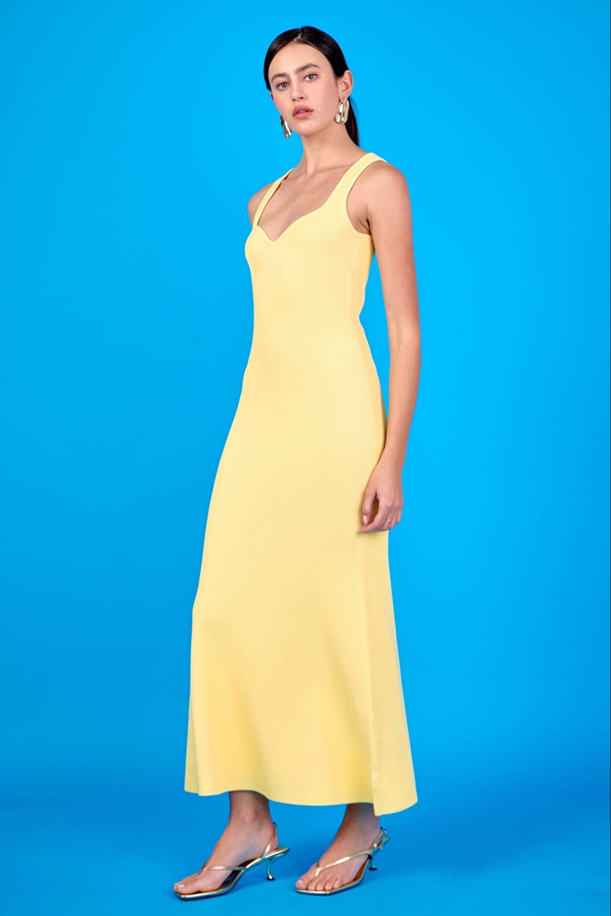 ENDLESS ROSE - Sweetheart Neckline Ribbed Knit Maxi - DRESSES available at Objectrare