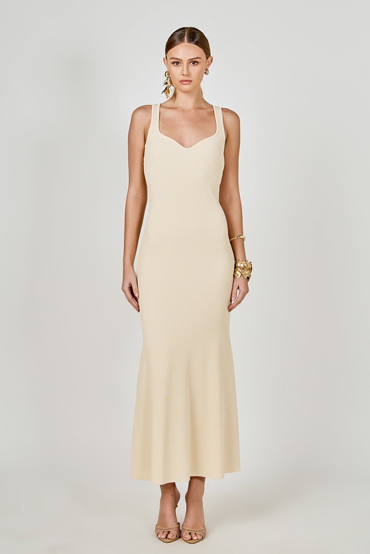 ENDLESS ROSE - Kendall Sweetheart Neckline Ribbed Knit Maxi - DRESSES available at Objectrare
