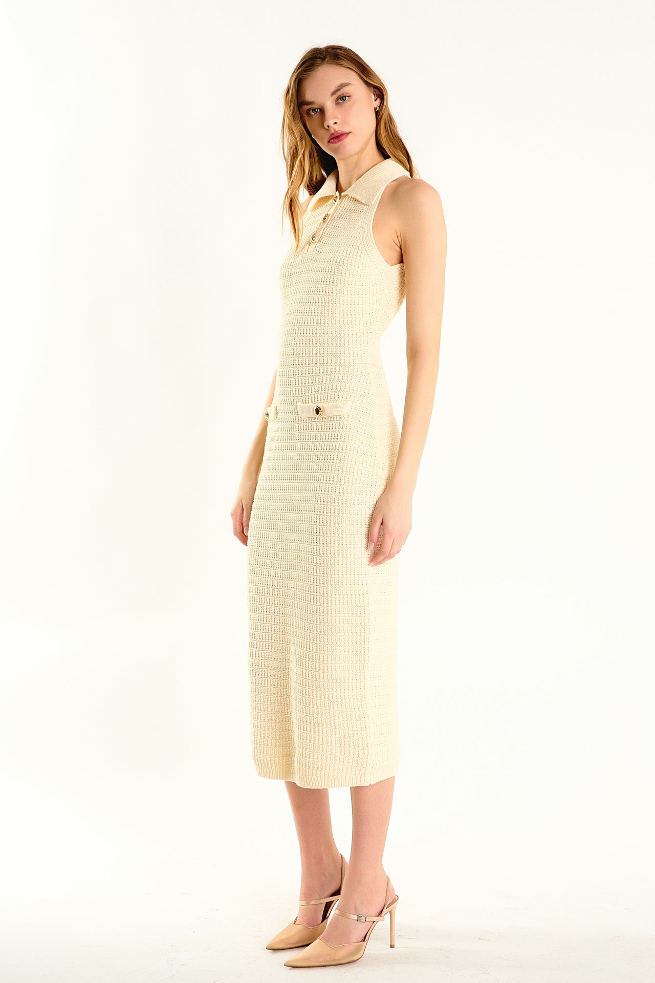 ENDLESS ROSE - Crochet Knit Midi Dress - DRESSES available at Objectrare