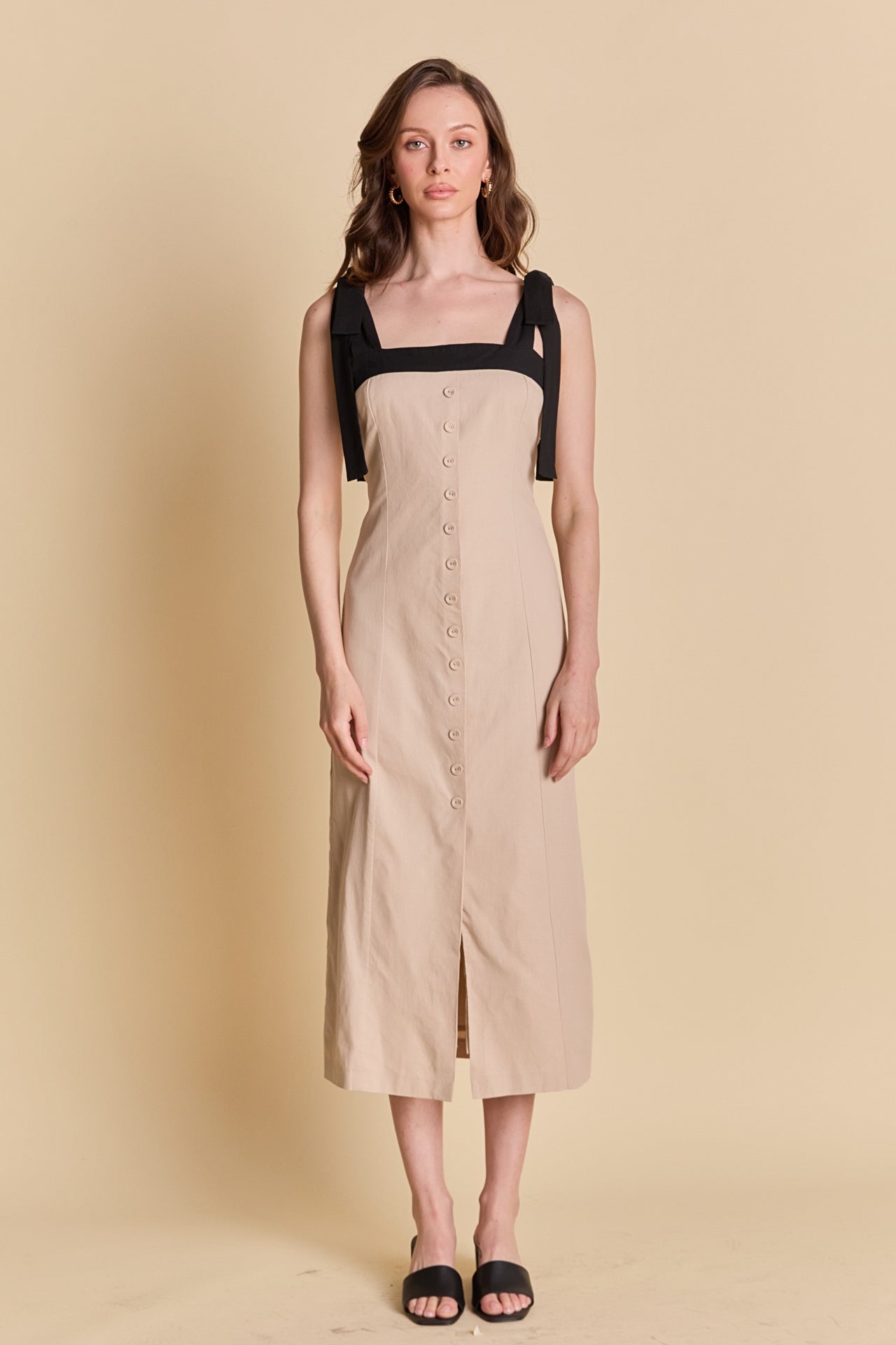 ENDLESS ROSE - Linen Buttoned Maxi Dress - DRESSES available at Objectrare