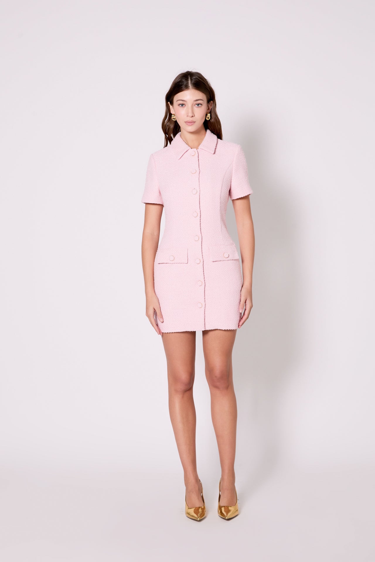 Collared tweed Mini Dress