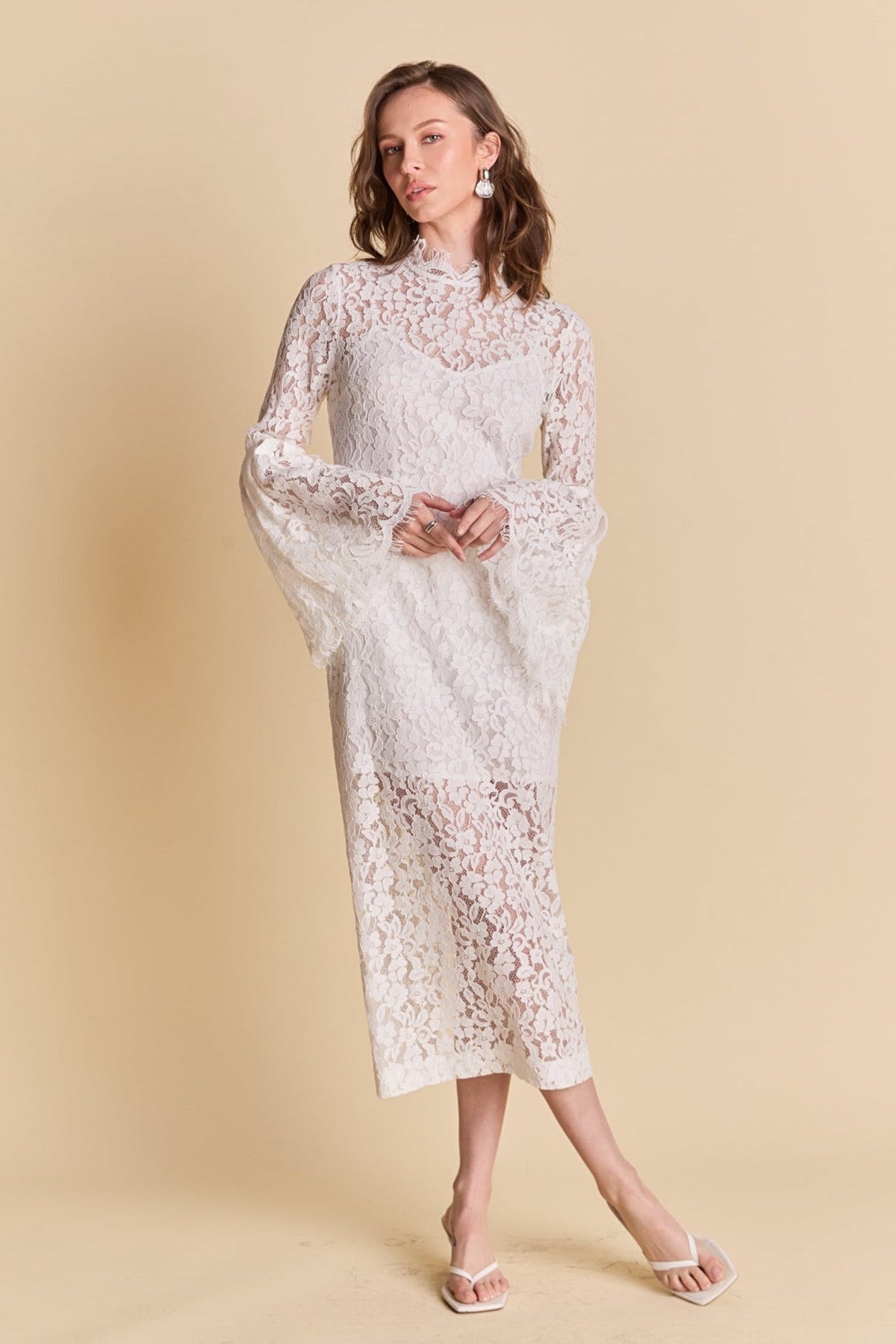 ENDLESS ROSE - Lace Column Midi Dress - DRESSES available at Objectrare