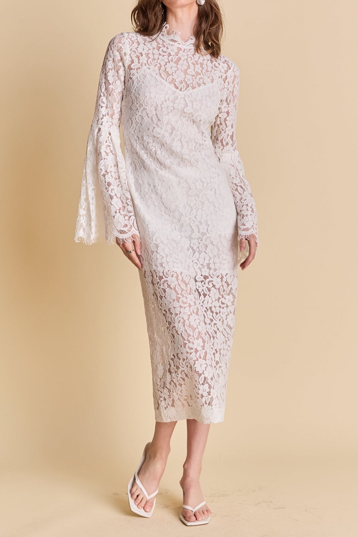 ENDLESS ROSE - Lace Column Midi Dress - DRESSES available at Objectrare