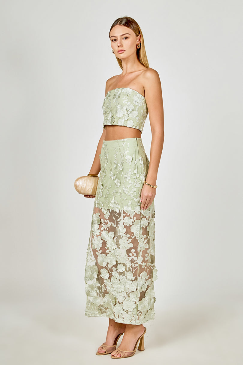 ENDLESS ROSE - Strapless Floral Embroidered Top - TOPS available at Objectrare