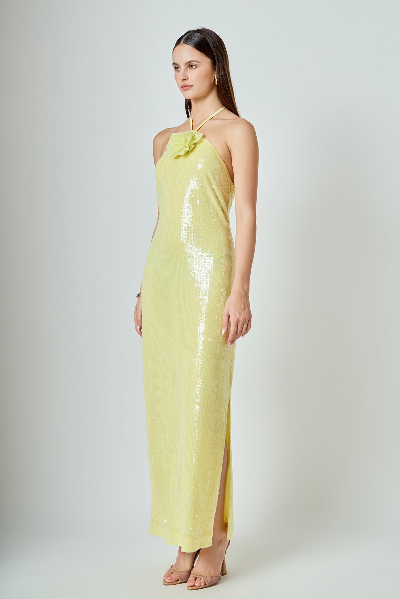 ENDLESS ROSE - Rose Haltered Sequins Maxi Dress - DRESSES available at Objectrare