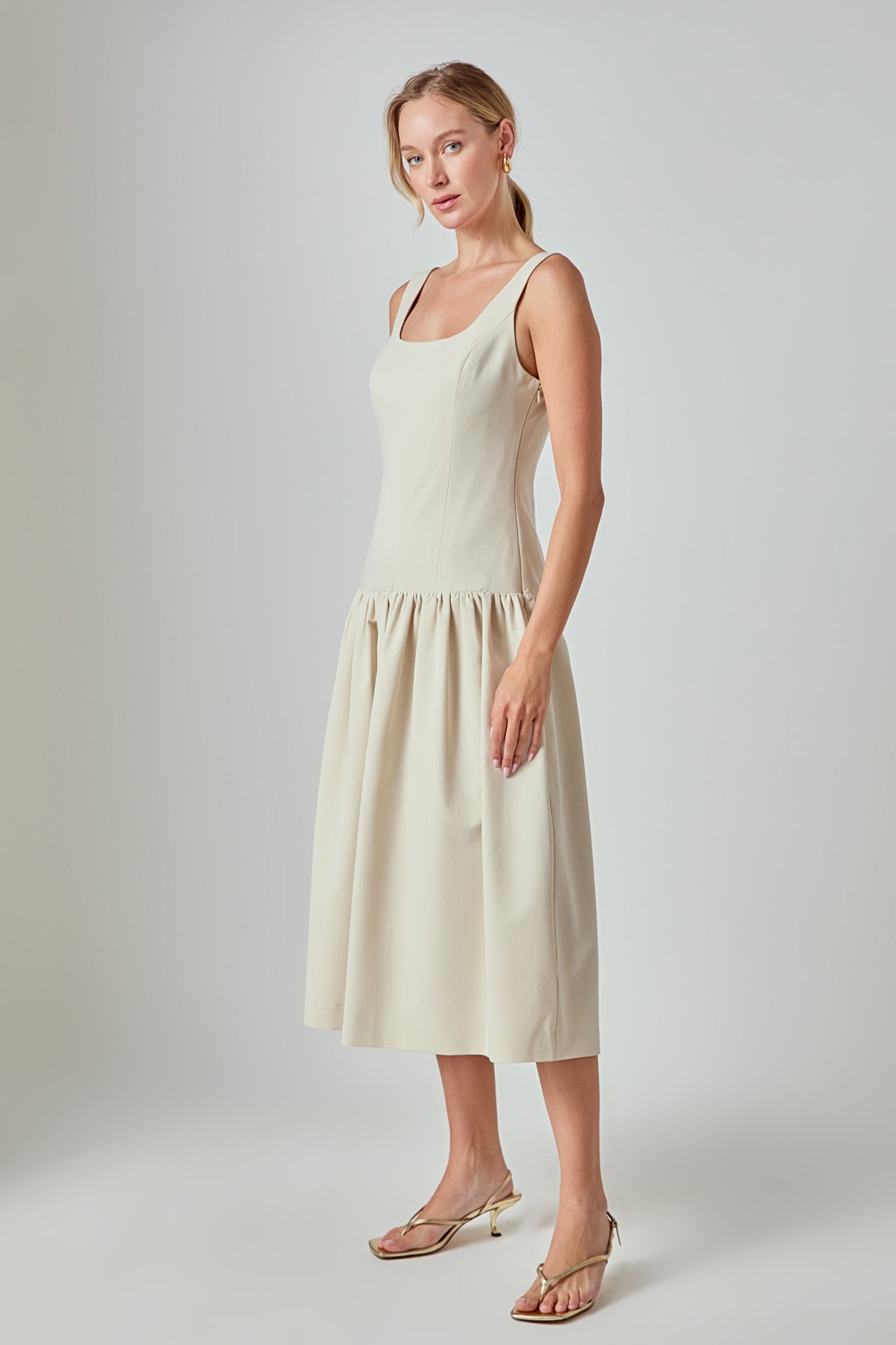 ENDLESS ROSE - Amber Drop Waist Peplum Midi Dress - DRESSES available at Objectrare