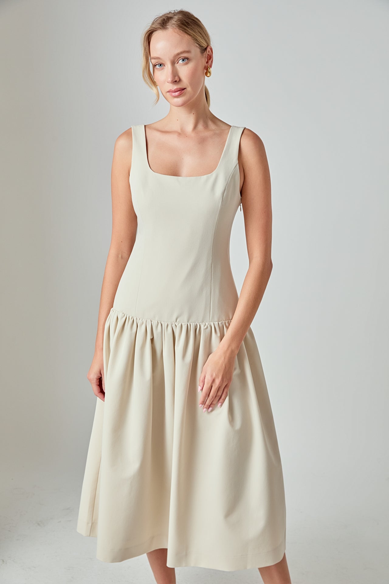 ENDLESS ROSE - Amber Drop Waist Peplum Midi Dress - DRESSES available at Objectrare