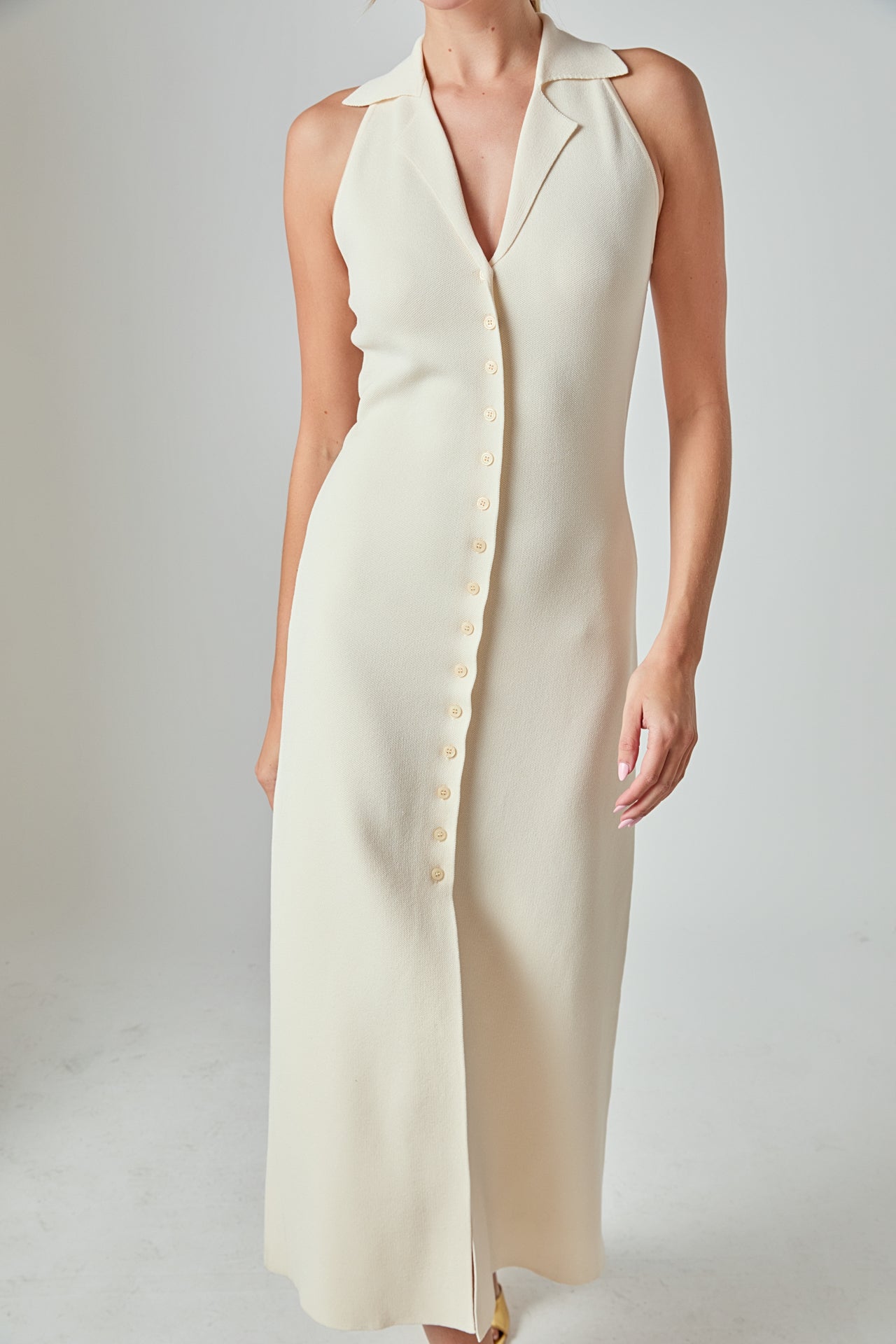 ENDLESS ROSE - Knit Collared Midi Dress - DRESSES available at Objectrare