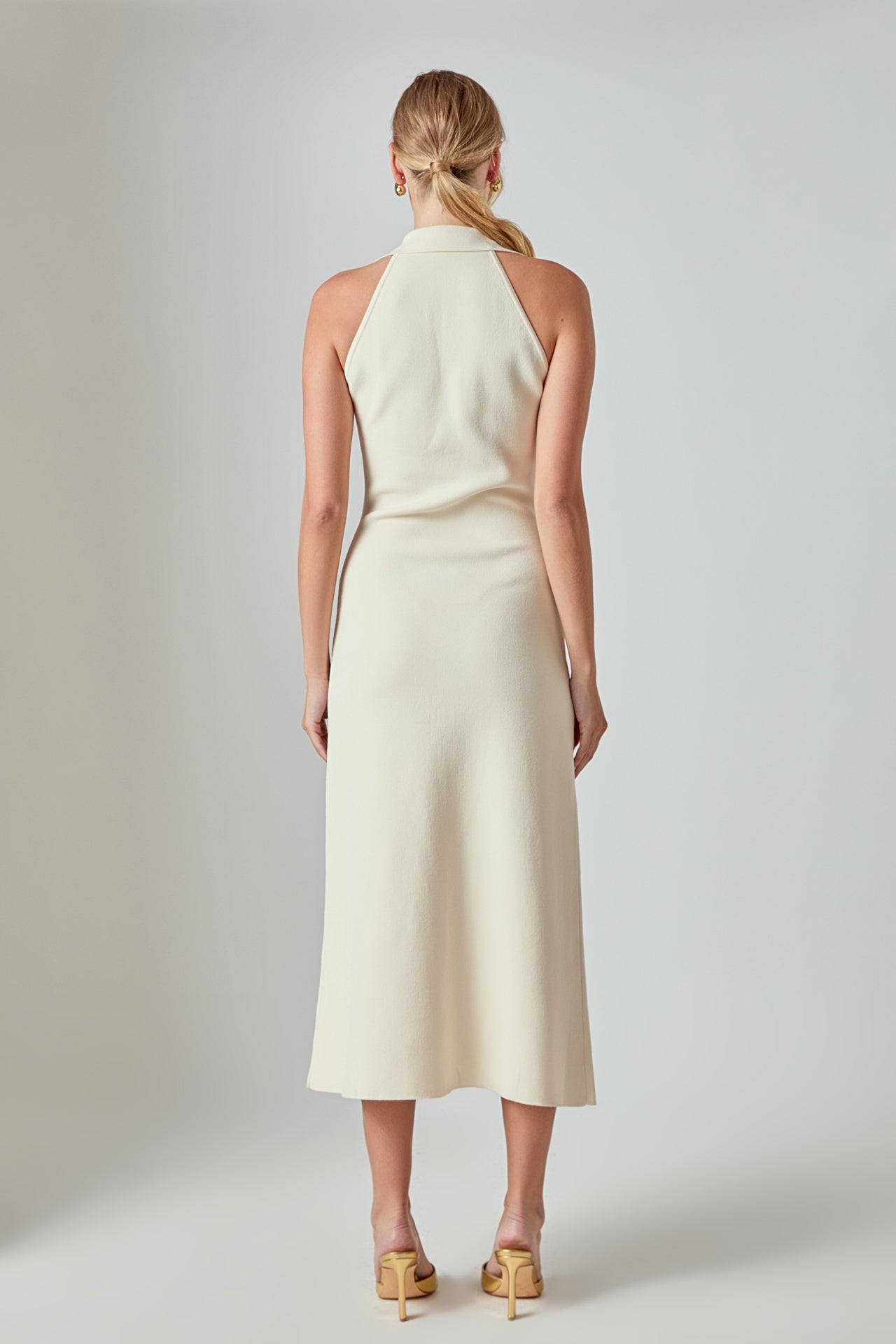 ENDLESS ROSE - Knit Collared Midi Dress - DRESSES available at Objectrare