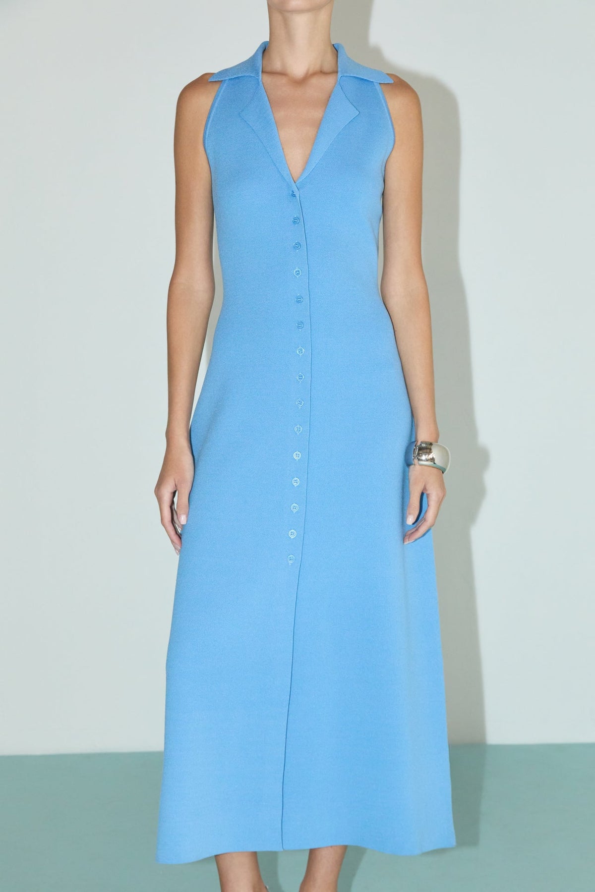 Knit Collared Midi Dress