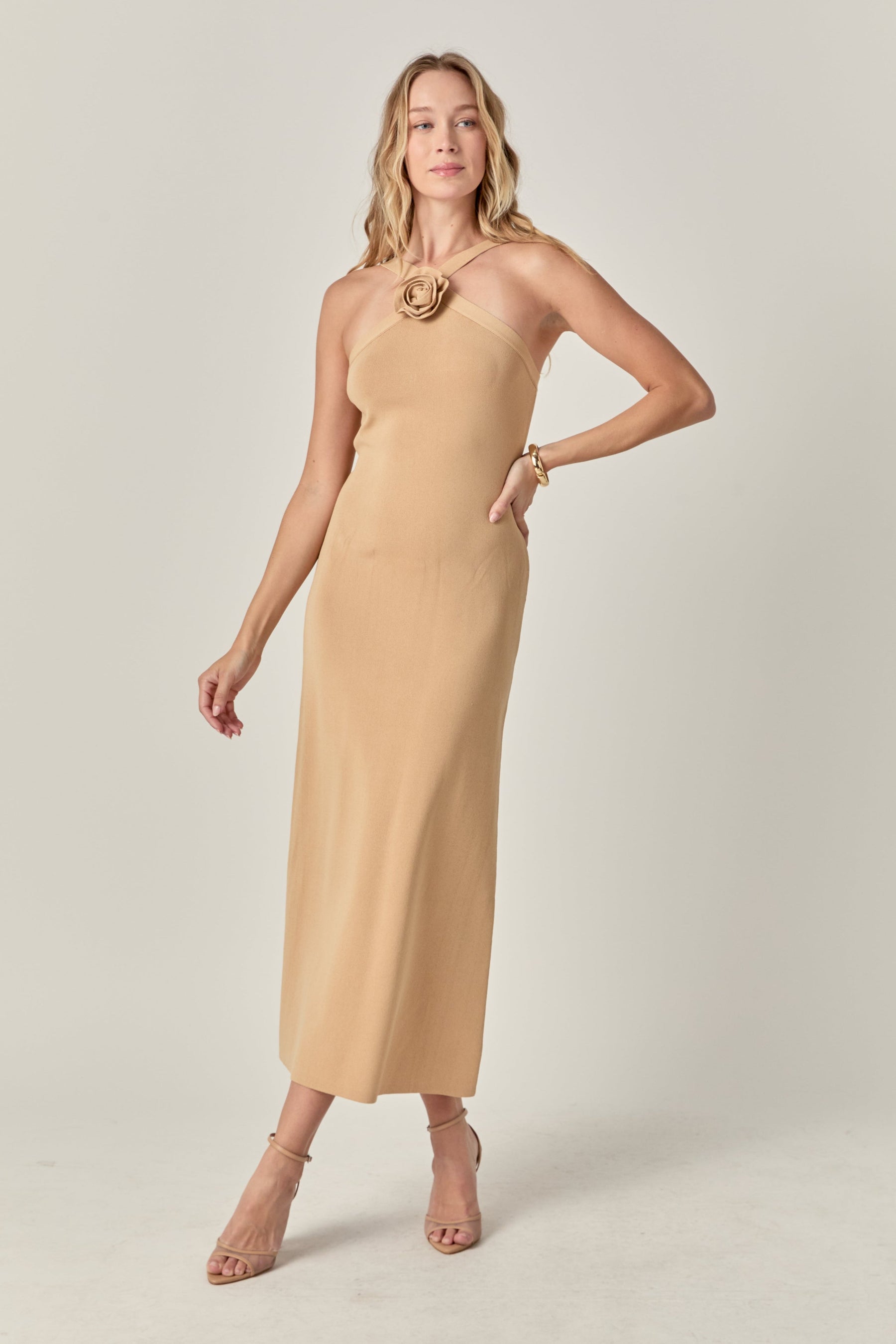 ENDLESS ROSE - Rosette Knit Midi Dress - DRESSES available at Objectrare