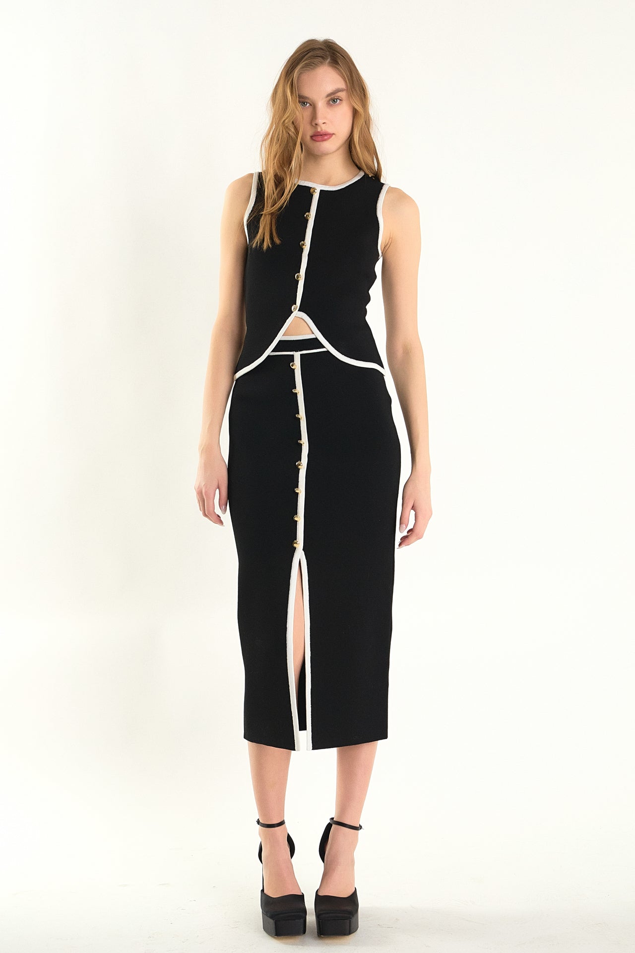 ENDLESS ROSE - Knit Contrast Maxi Skirt - SKIRTS available at Objectrare