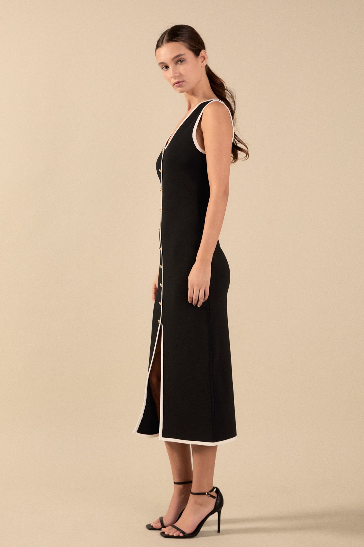 ENDLESS ROSE - Knit Contrast Midi Dress - DRESSES available at Objectrare