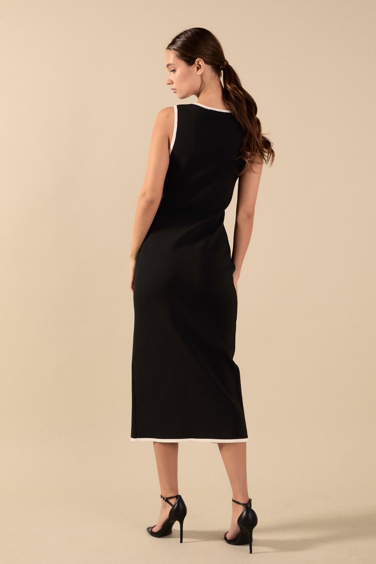 ENDLESS ROSE - Knit Contrast Midi Dress - DRESSES available at Objectrare