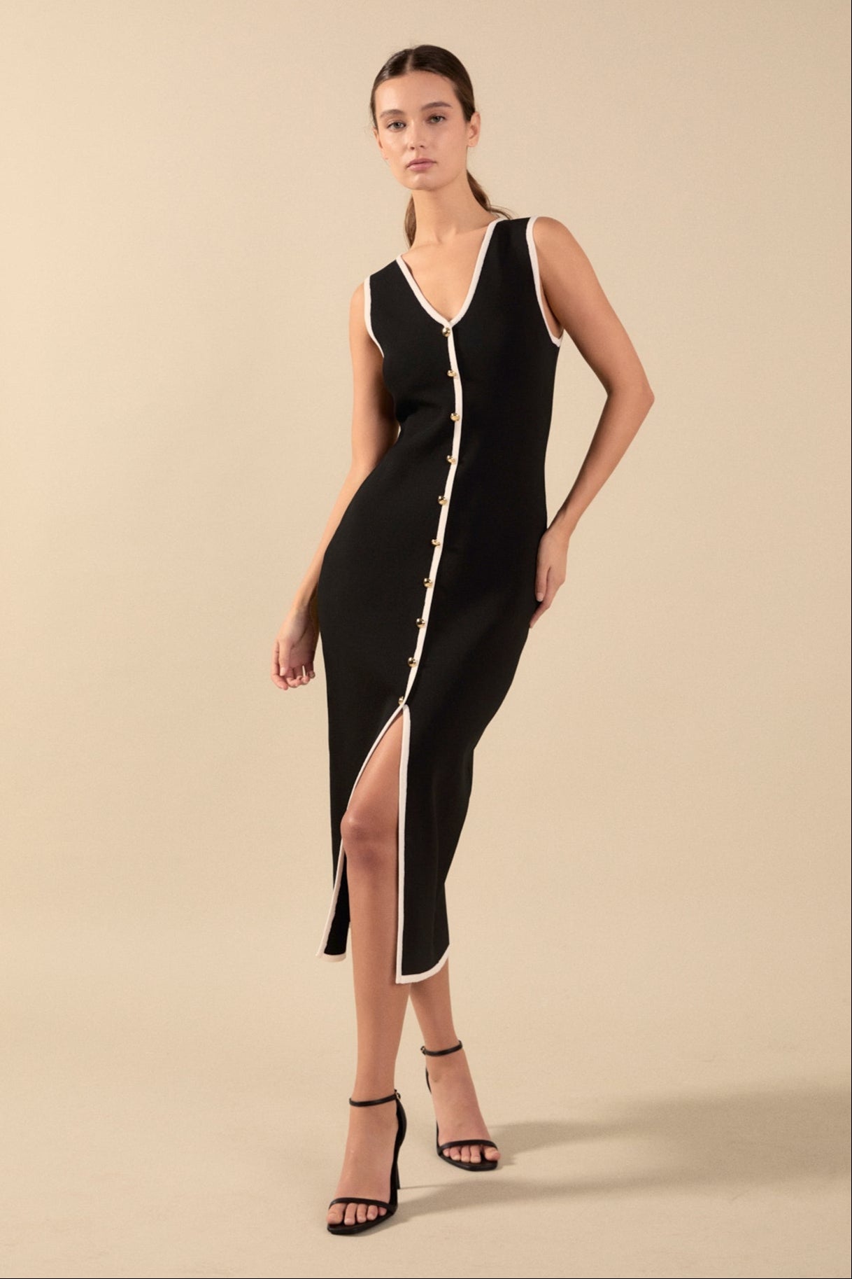 ENDLESS ROSE - Knit Contrast Midi Dress - DRESSES available at Objectrare