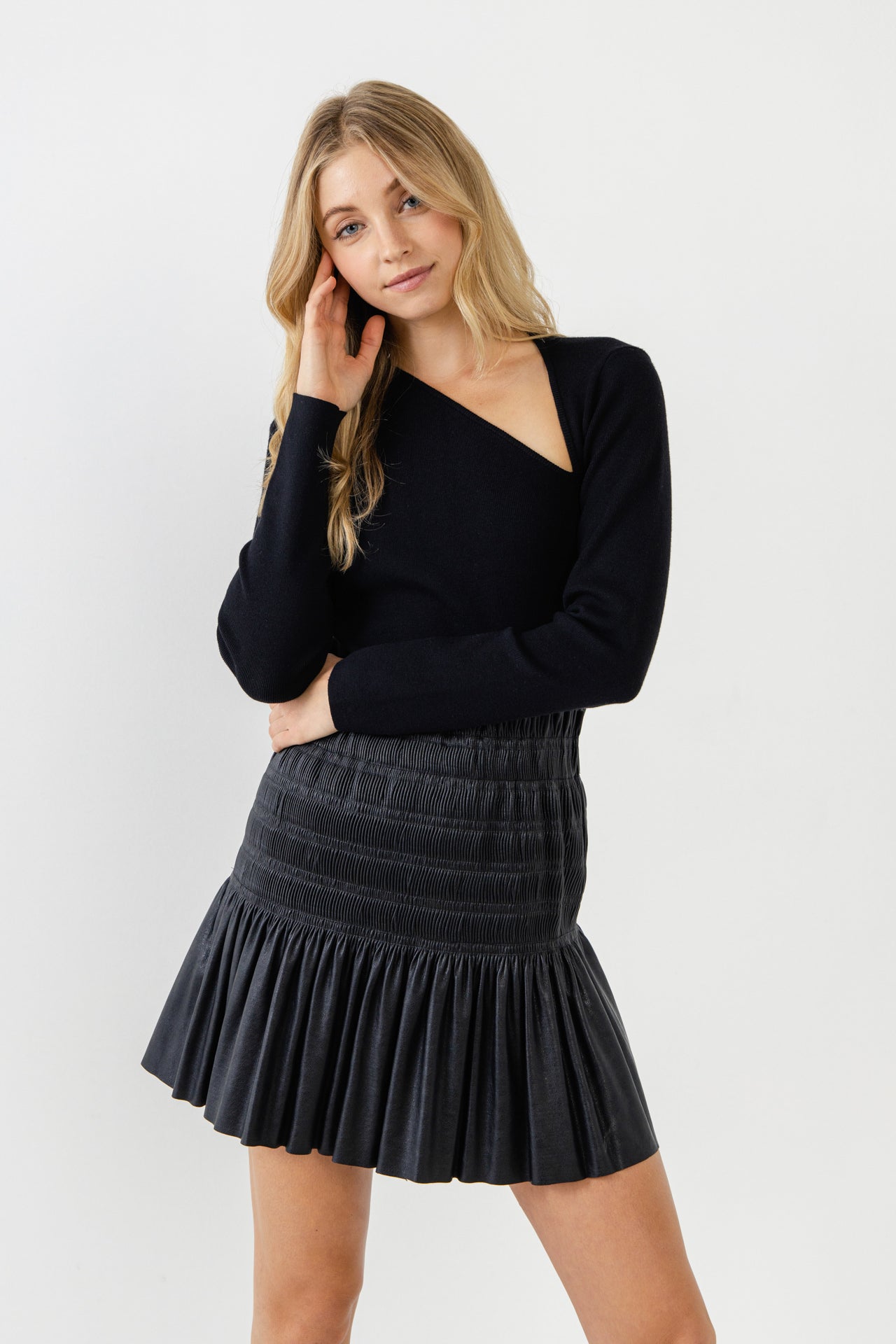 ENDLESS ROSE - Cut out Long Sleeve Knit Top - TOPS available at Objectrare