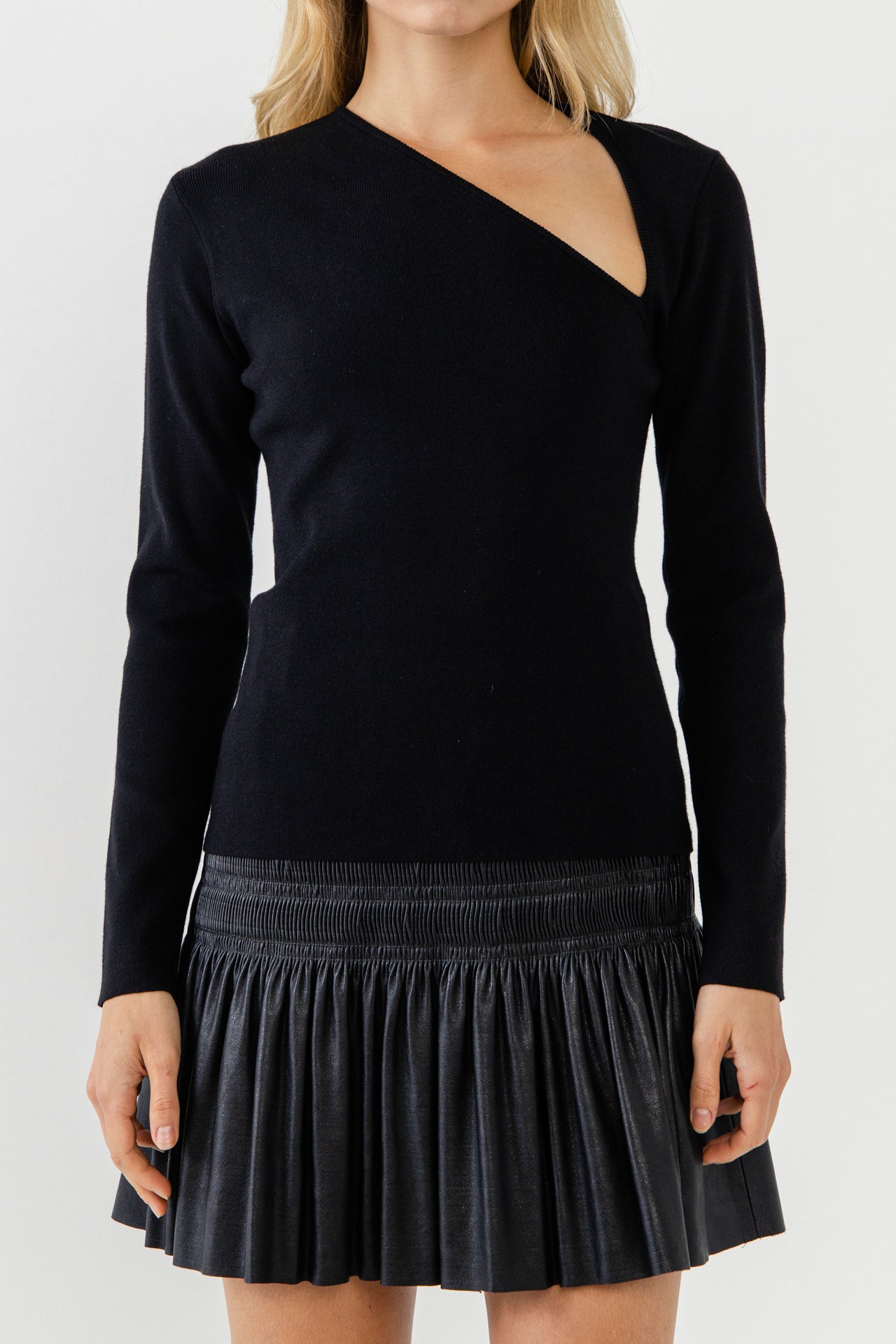 ENDLESS ROSE - Cut out Long Sleeve Knit Top - TOPS available at Objectrare